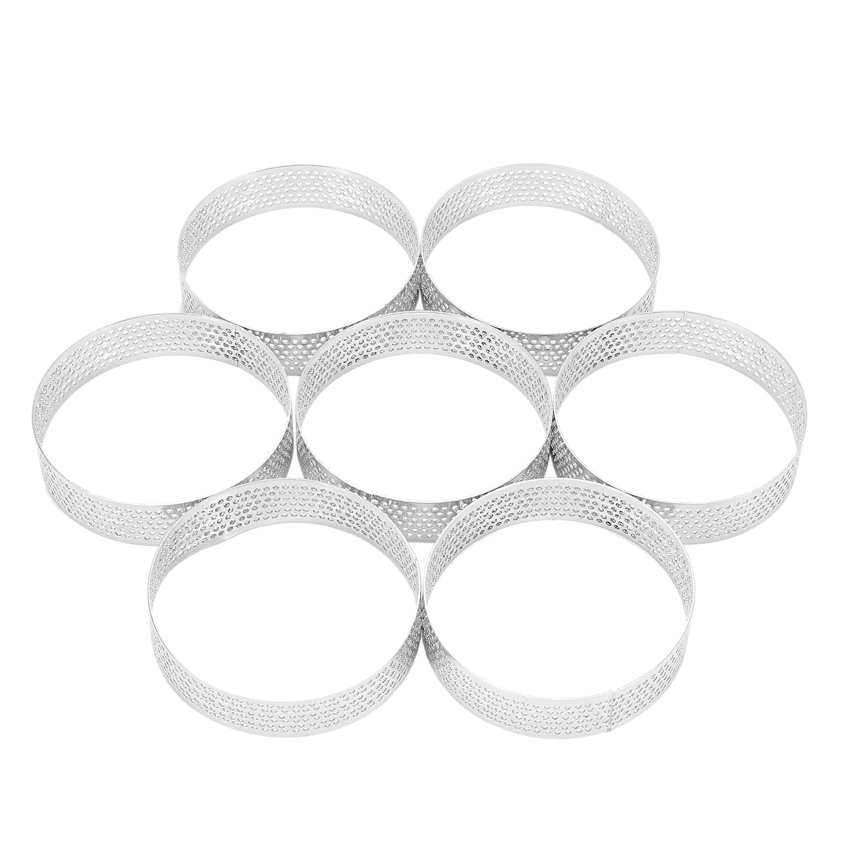 CTRLZS 5 Pcs Circular Porous Tart Ring Bottom Tower Pie Cake Mould Heat- Perforated Cake Mousse Ring, 8cm