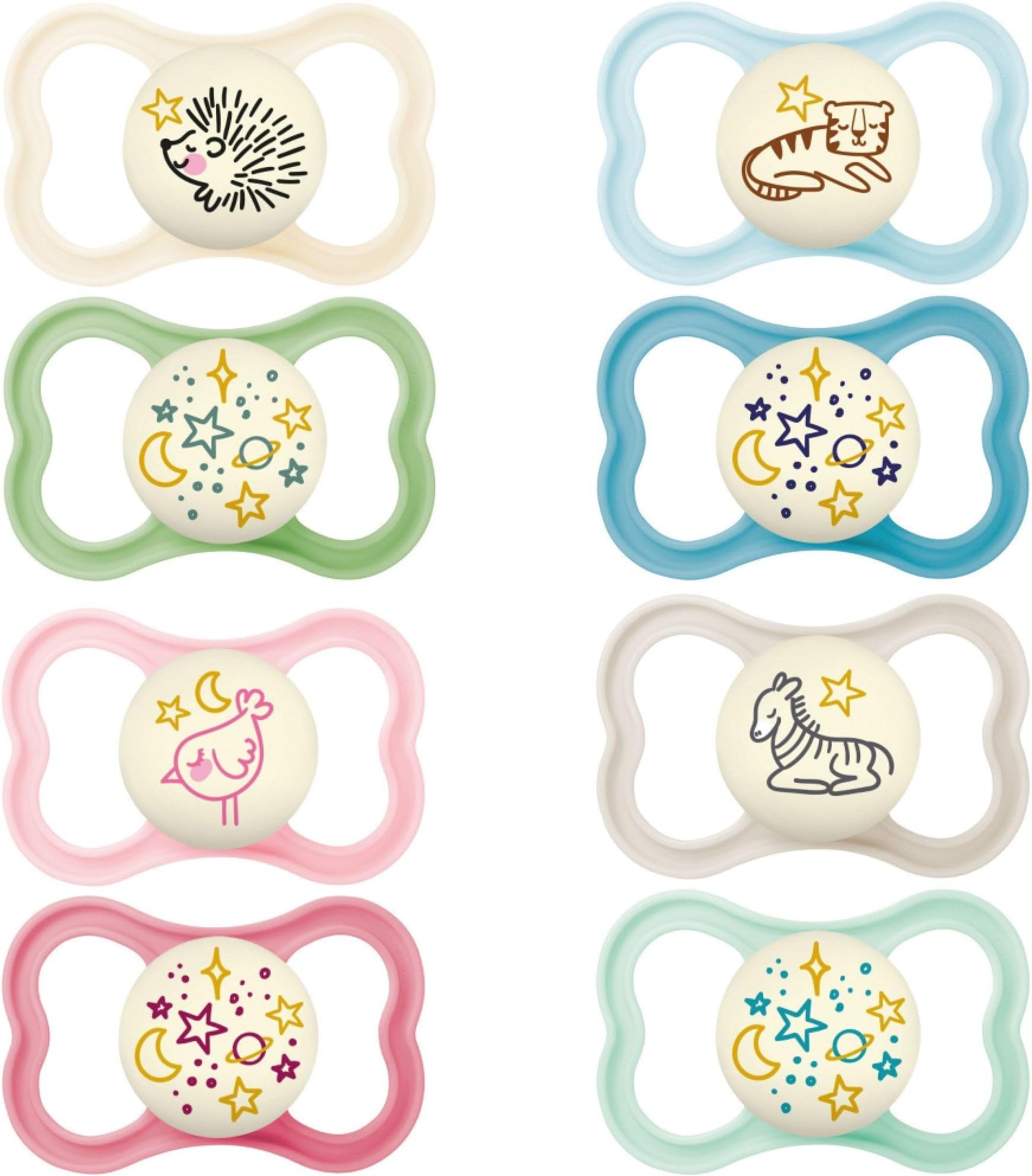 Supreme Night Dummies 6+ Months (2 Pieces) Random Colour Selection - Luminous Silicone Pacifier - Ideal Baby Pacifier for Good Mouth Development