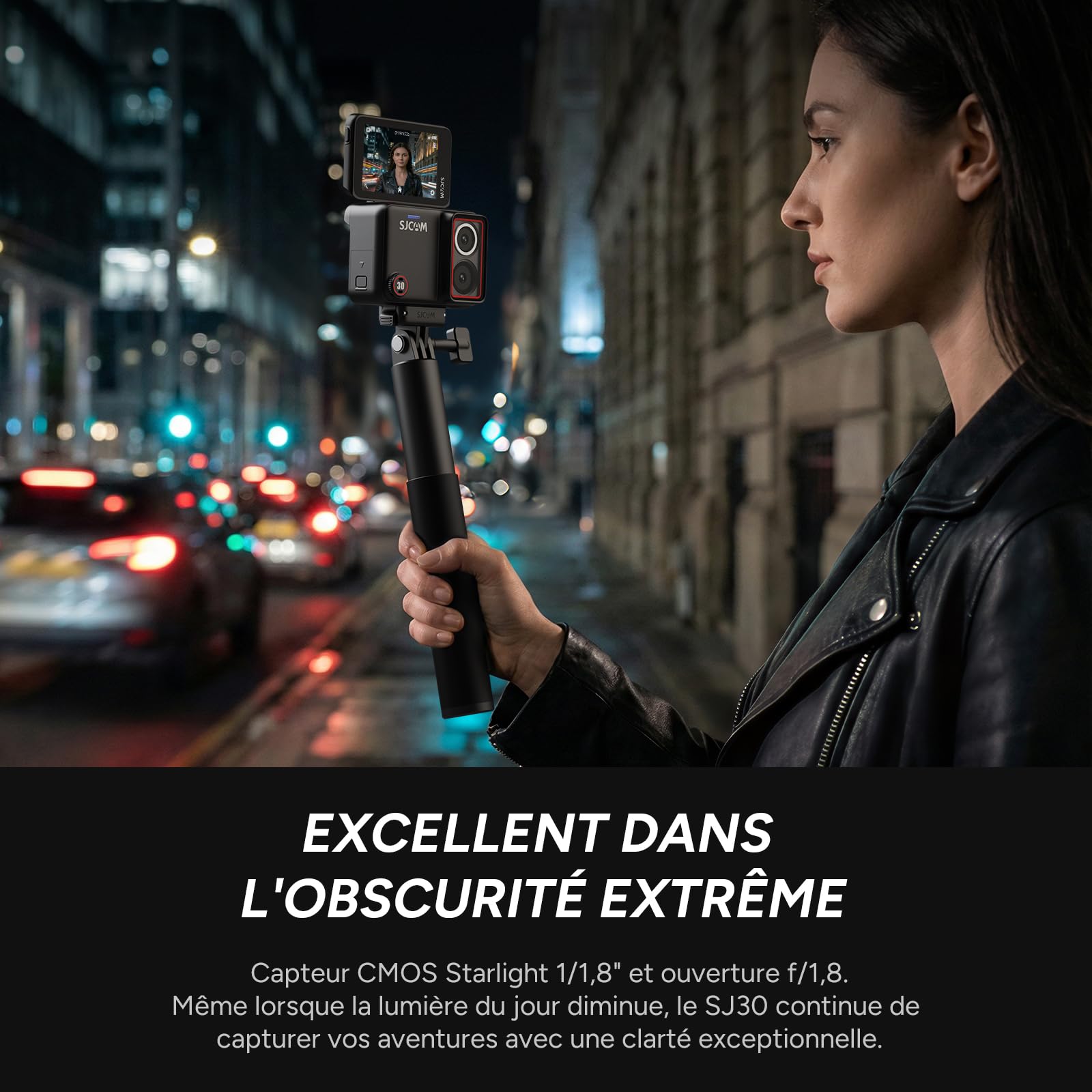SJCAM SJ30 8K/20FPS,4K/60FPS Camera Action Dual Objectif avec Autonomie 7H | Écran Tactile Rabattable 2,51", Stabilisation Steady Motion 2.0,Camera Vlog pour Moto,Randonnée