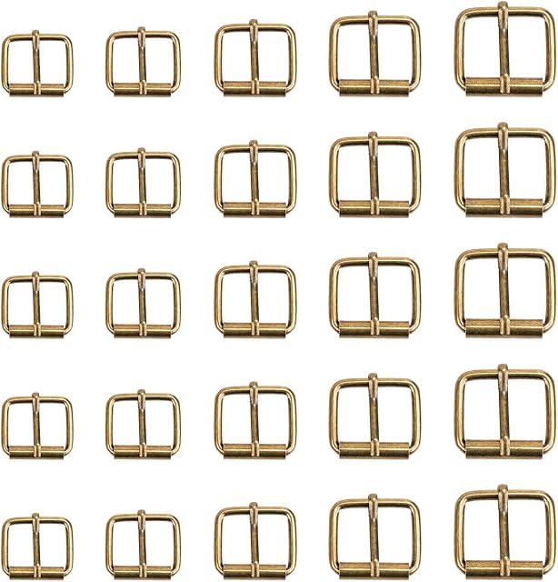 Coolty 75PCS Bronze Metal Roller Buckles, Belt Hardware Pin Buckle for Bags Leather Belt Strap Hand DIY Accessories, 13mm/16mm/20mm/25mm/32mm