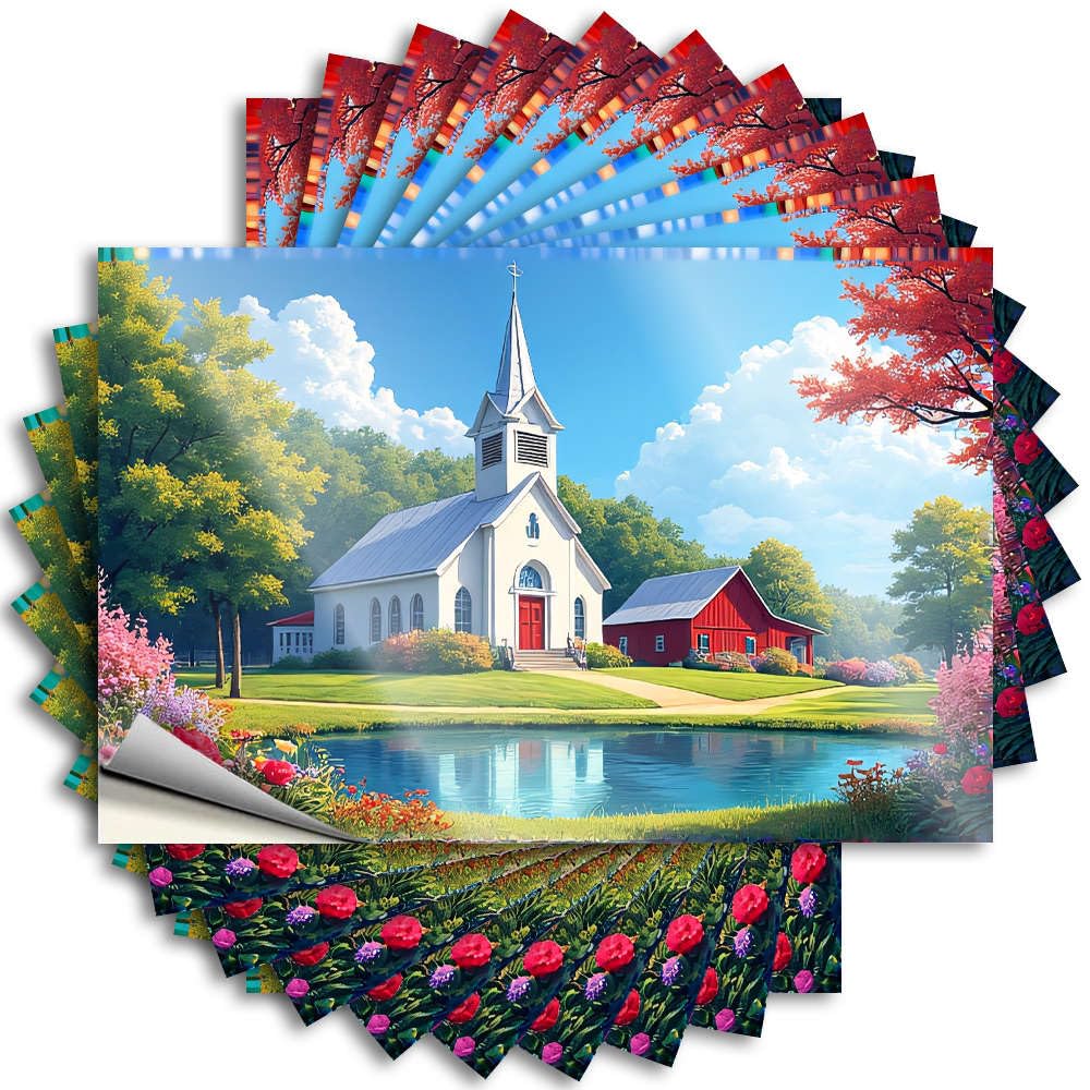 Tall, Tattoo Tumbler A Picturesque Church with Vibrant Flowers and A Serene Pond. | Paw Grunge(12X18CM)