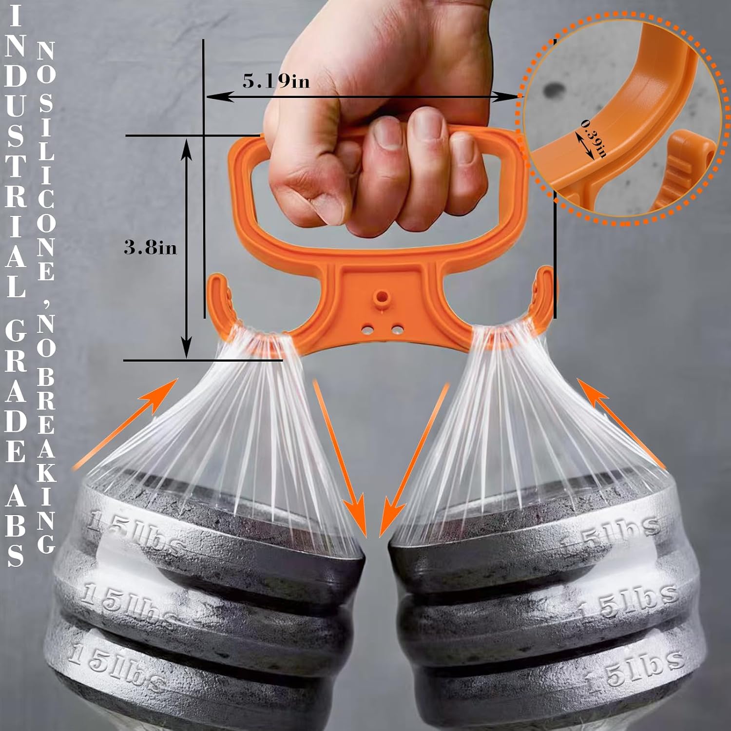 2 Pack Grocery Bag Holder for Plastic Bags, Heavy Duty Grocery Bag Carrier Handle 100 lbs, Reusable Plastic Bag Holder with Ergonomic Grip, No Slip Bag Handles image 2