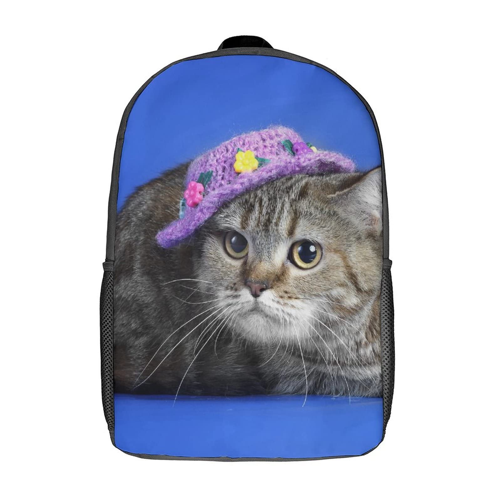 Sac à dos imprimé 3D confortable et résistant 17 pouces motif chat - 8