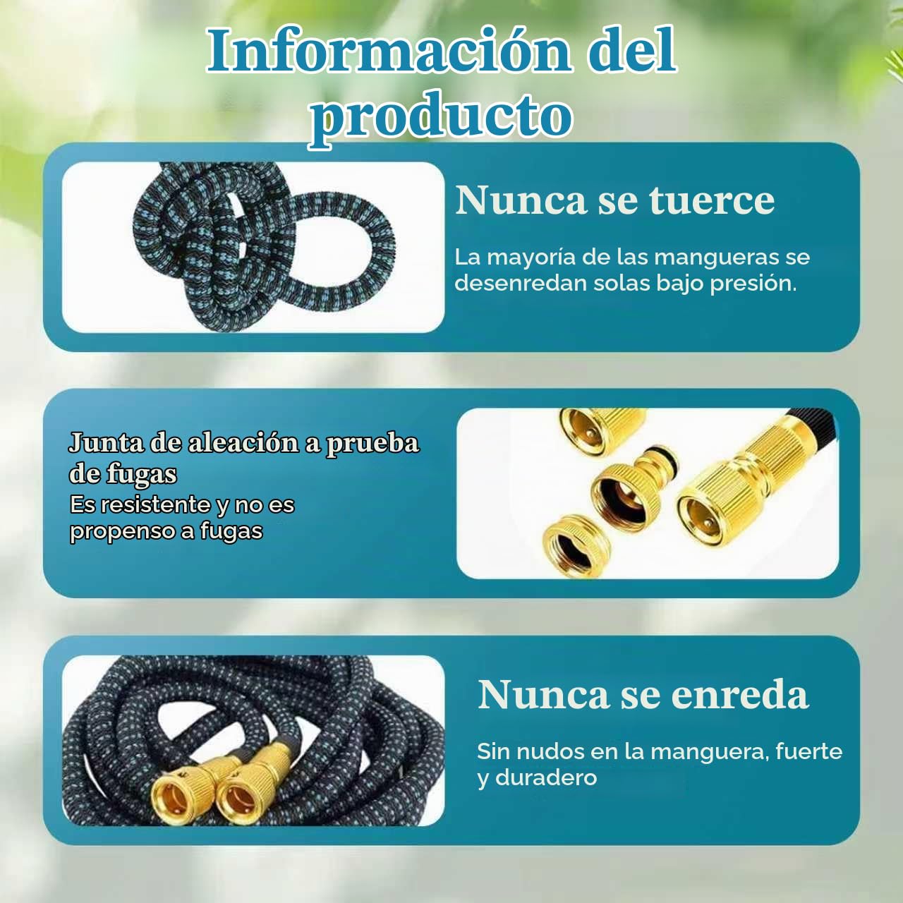 Manguera de jardín expandible,Manguera de jardín flexible expandible de 15 m,con pistola de pulverización de 10 modos,con conectores de 1/2 pulgada y 3/4,de agua para regar el lavado de coches (30M)