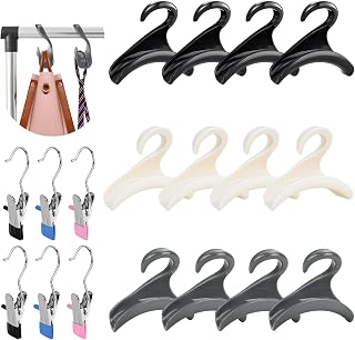 SHAIDOJIO - 12 ganchos de polipropileno para colgar bolsos, clóset, con 6 ganchos de lavandería, ganchos de almacenamiento para bolsos, bolsos, bufandas, corbatas, cinturones, sombreros, color blanco,