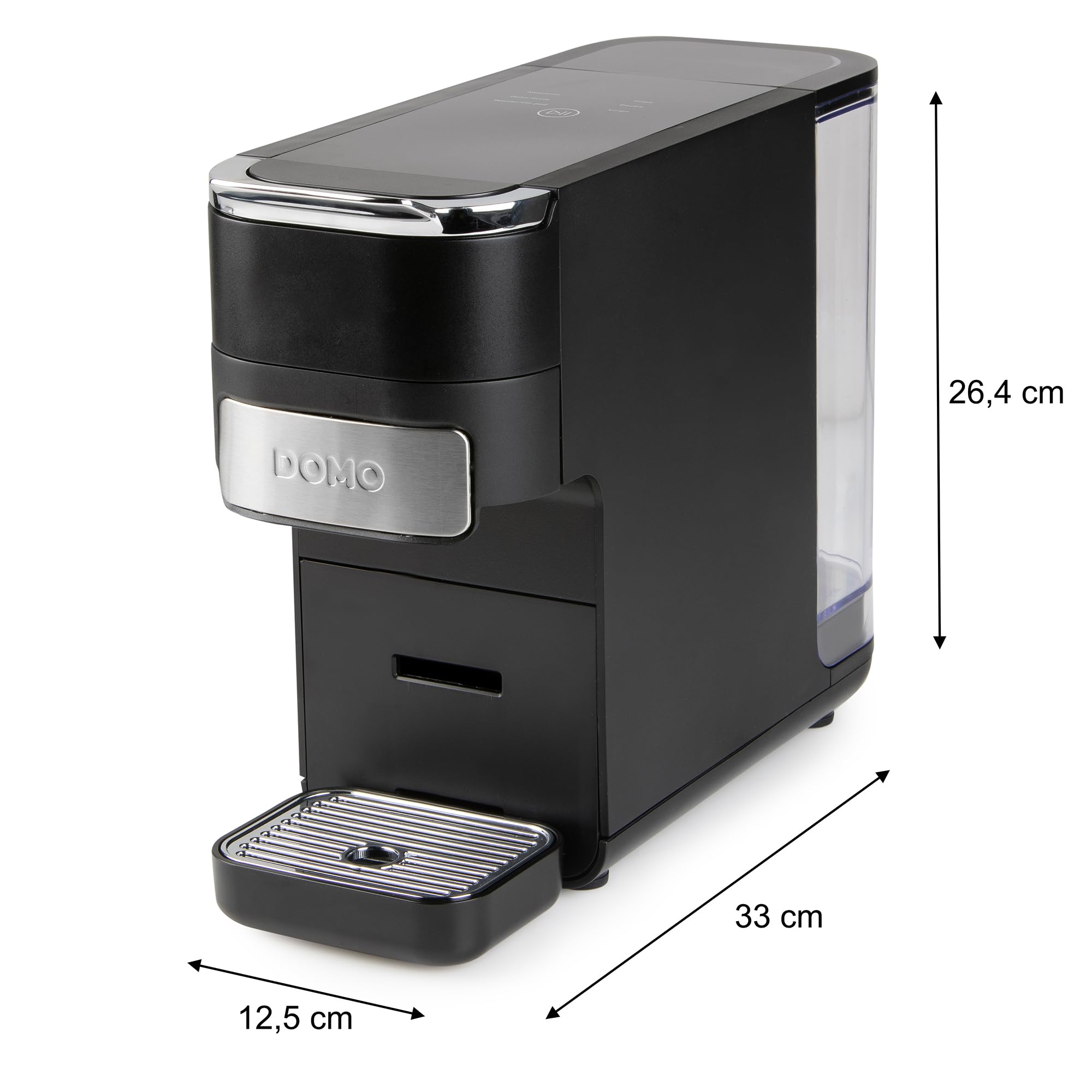 DOMO DO748K Máquina de café de cápsulas 4 en 1 – Cafetera espresso y capuchino para Nespresso, Dolce Gusto, ESE y café molido – Control táctil – Cuchara dosificadora con tamper