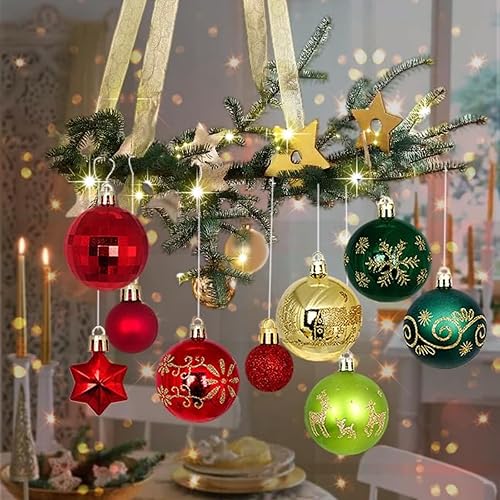 Miniatura 7 de Juego de 44 adornos de bolas de Navidad, adornos de bolas de Navidad inastillables para Navidad, vacaciones, corona y decoraciones de fiestas, con