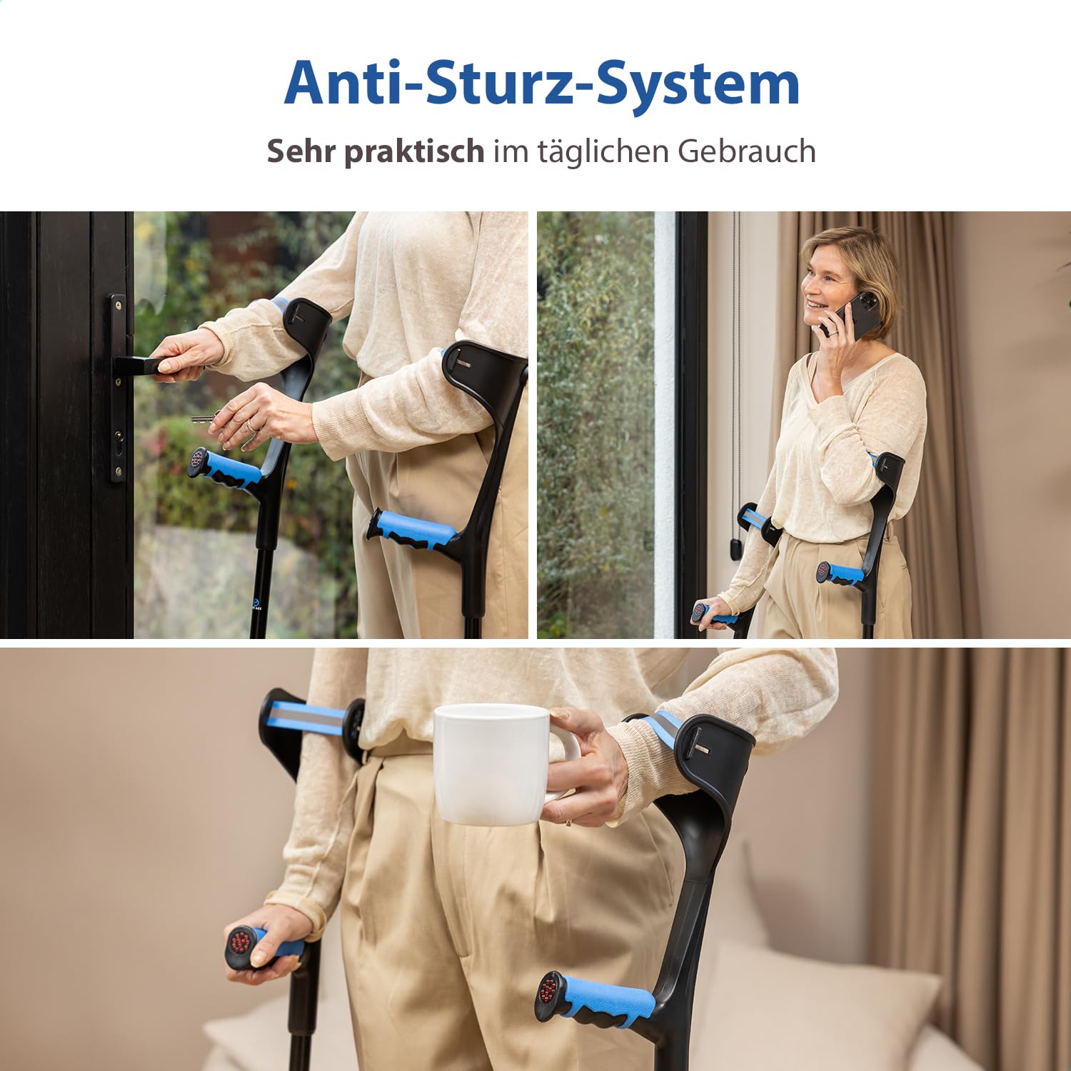 Safe Age® Krücken zur Rehabilitation - höhenverstellbar - Laufhocker - Ellbogenhocker (2 stück)