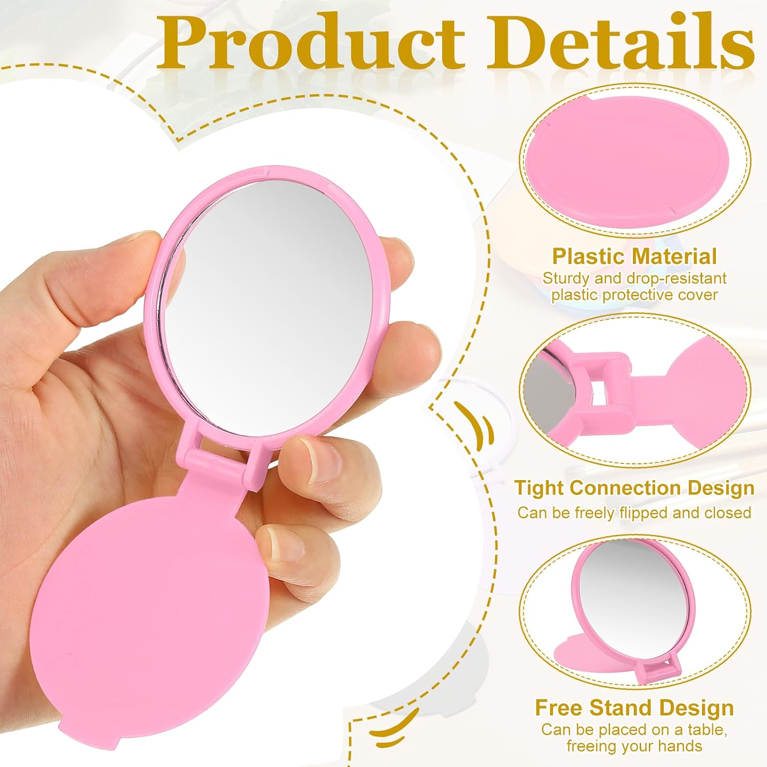 uxcell 12 Pcs Round Compact Mirror Bulk, Mini Pocket Folding Makeup Mirrors Small Portable Makeup Stuffs for Purse, Women Girls Travel Daily Use Party Gifts, Color Mixing Set 4 image 3