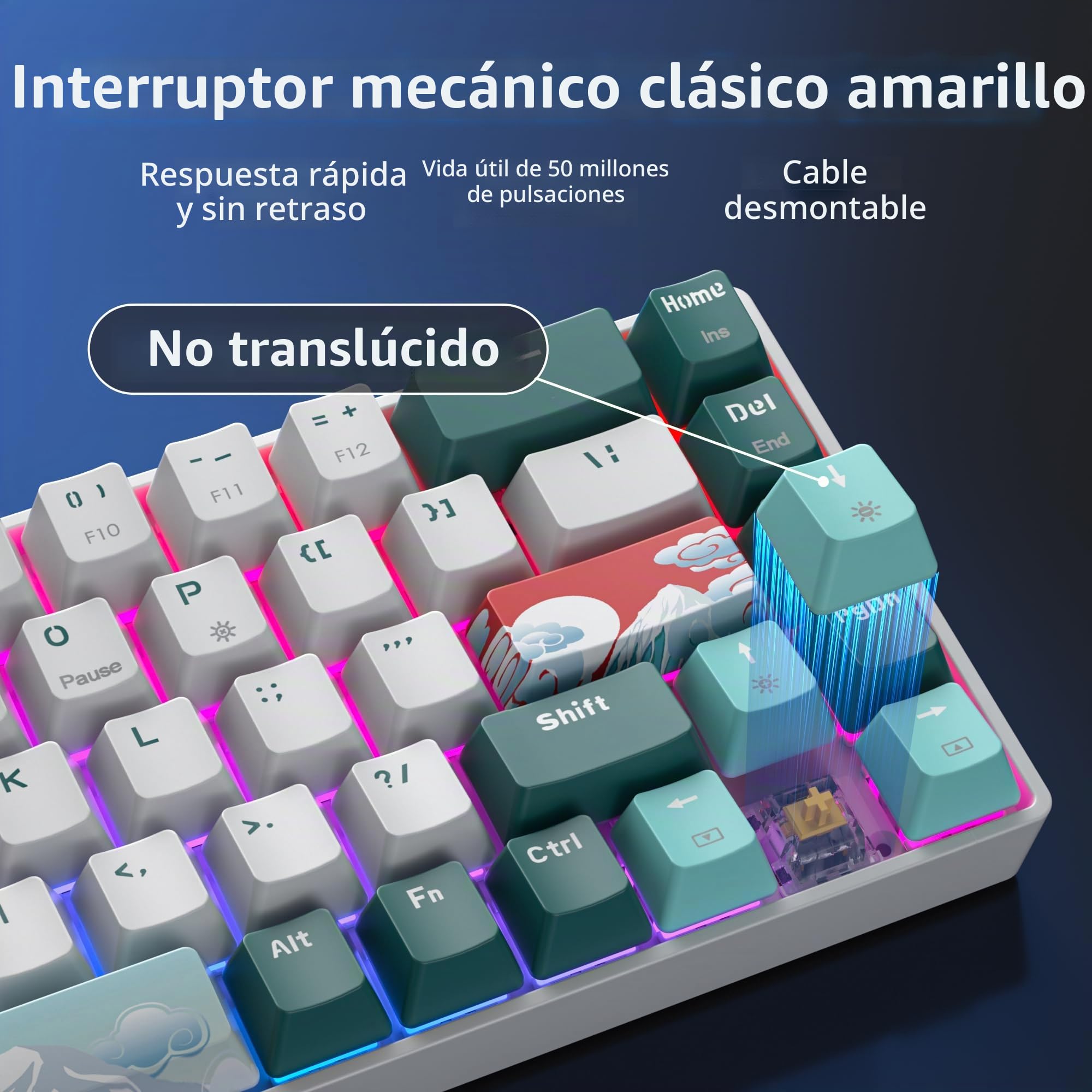 Teclado Mecanico Inalámbrico,Mini Teclado Gaming 65% Wireless Gamer Keyboard 2.4Ghz/Bluetooth/USB-C Hot Swap American QWERTY Layout con para PC/Mac