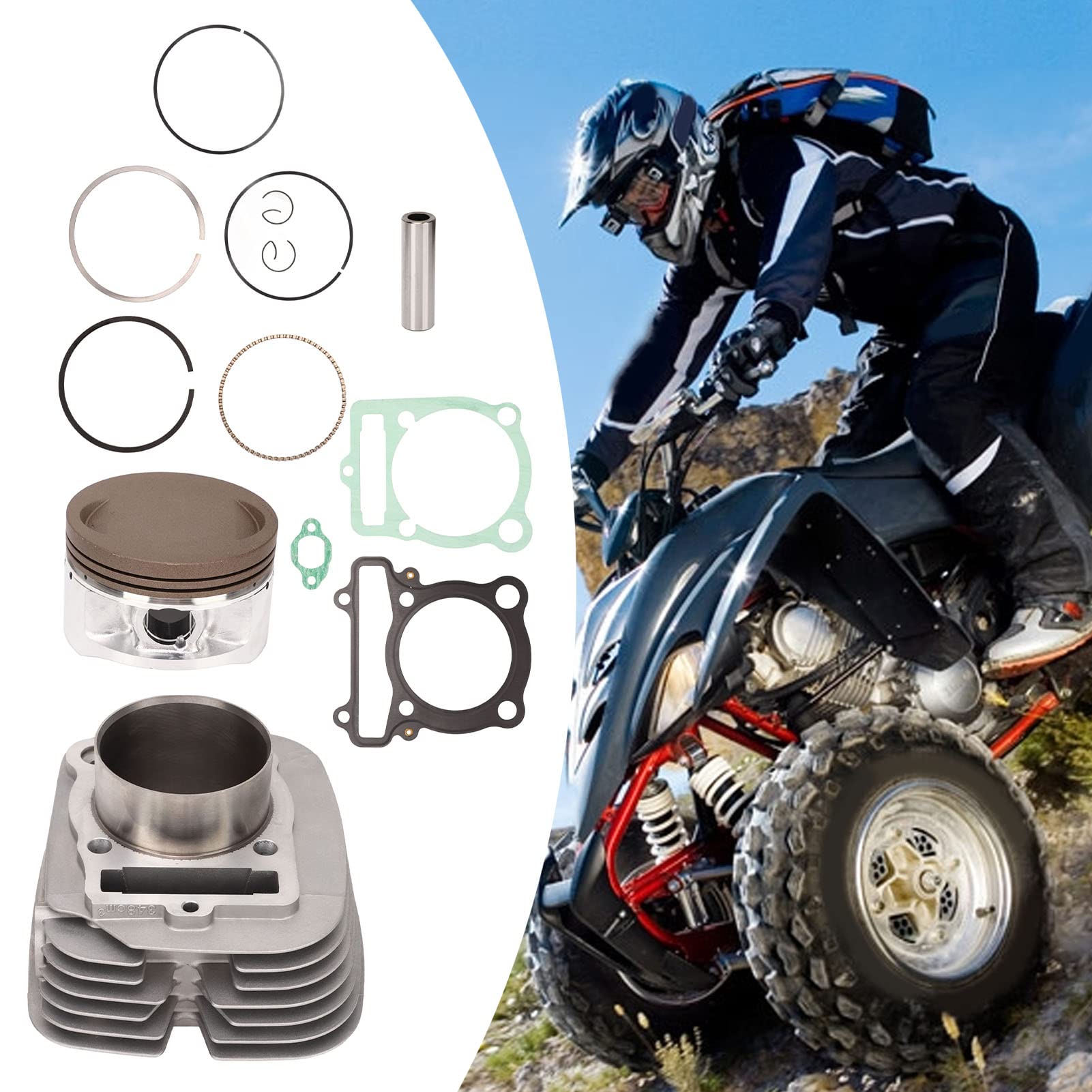 Aramox Kit Guarnizioni Pistone Cilindro, Kit Guarnizioni Pistone Cilindro Blocco Motore E Parti Testa Per Warrior 350 Yfm350X