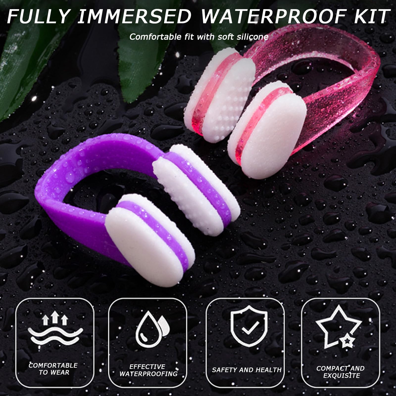 Ensemble de quatre pinces nasales en silicone, pinces nasales antidérapantes pour la natation Ensemble de quatre pinces nasales en silicone, pinces nasales antidérapantes pour la natation