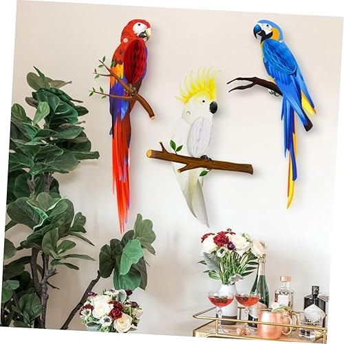 Miniatura 2 de jojofuny Guirnalda de flores con dijes de nido de abeja de loro, decoraciones de techo, decoraciones de Navidad, nido de abeja, pájaros tropicales,