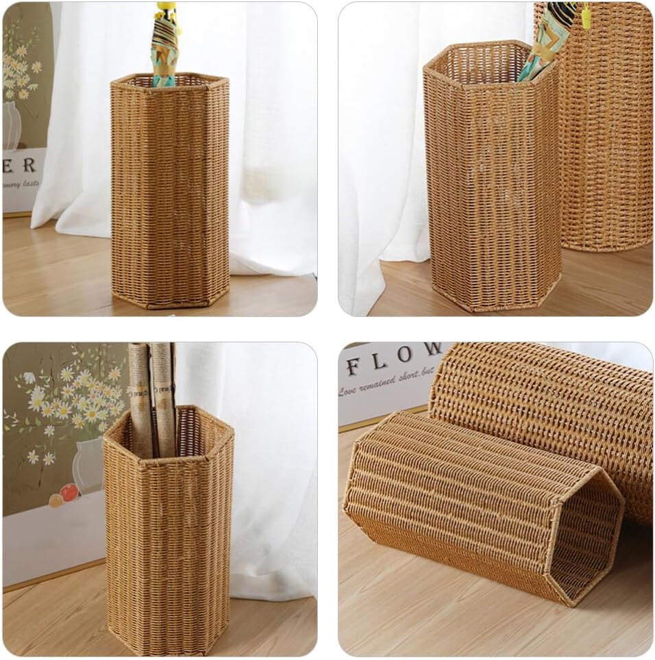 ABOOFAN Rattan Umbrella Stand Umbrella Holder Woven Umbrella Stand Basket Sturdy, Walking Sticks, Canes, Entryway, Mudroom, Office