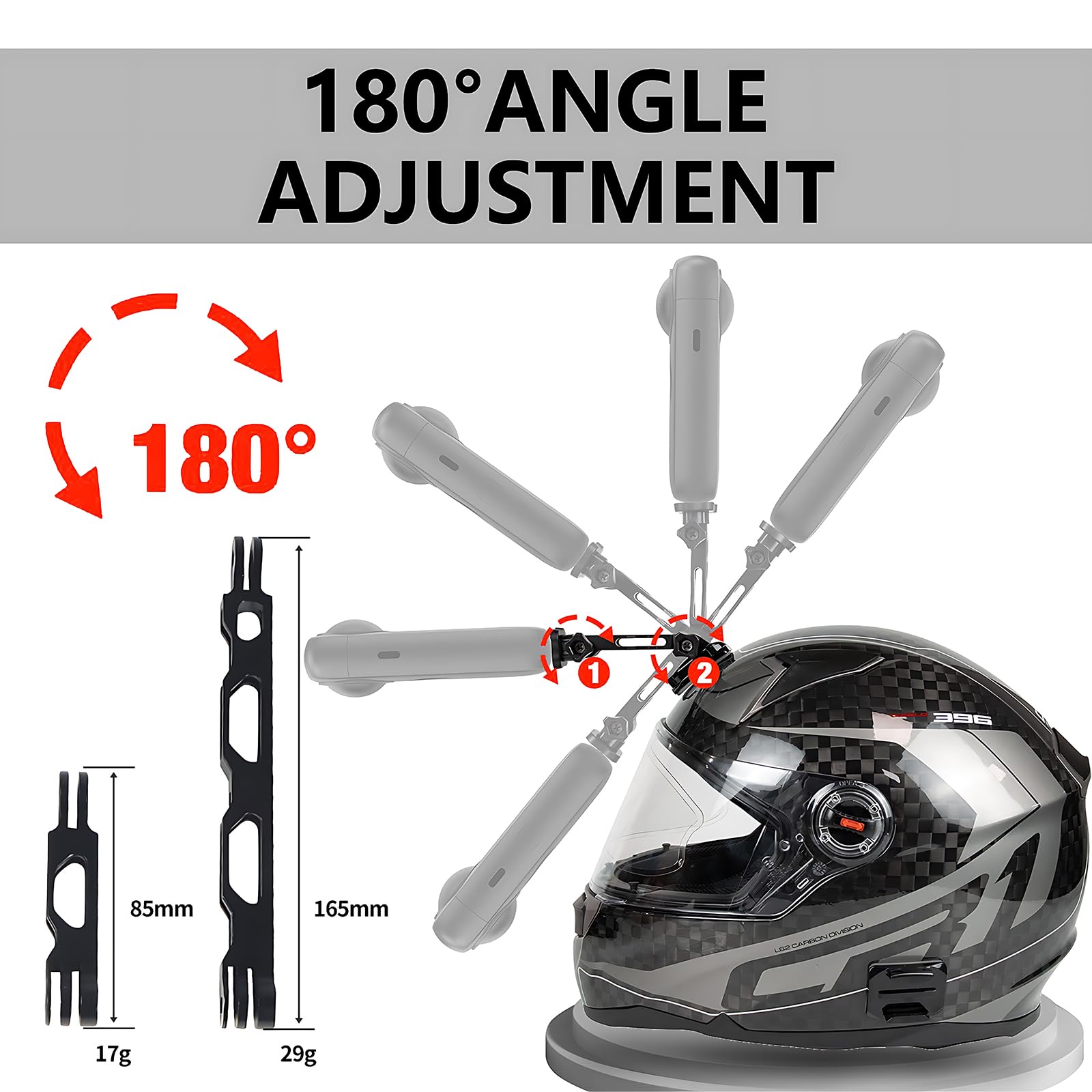 Supporti Adesivi 3M Per GoPro E Action Cam - Kit 12 In 1 Con Fibbie Per Casco, Sport Estremi - Foto 8