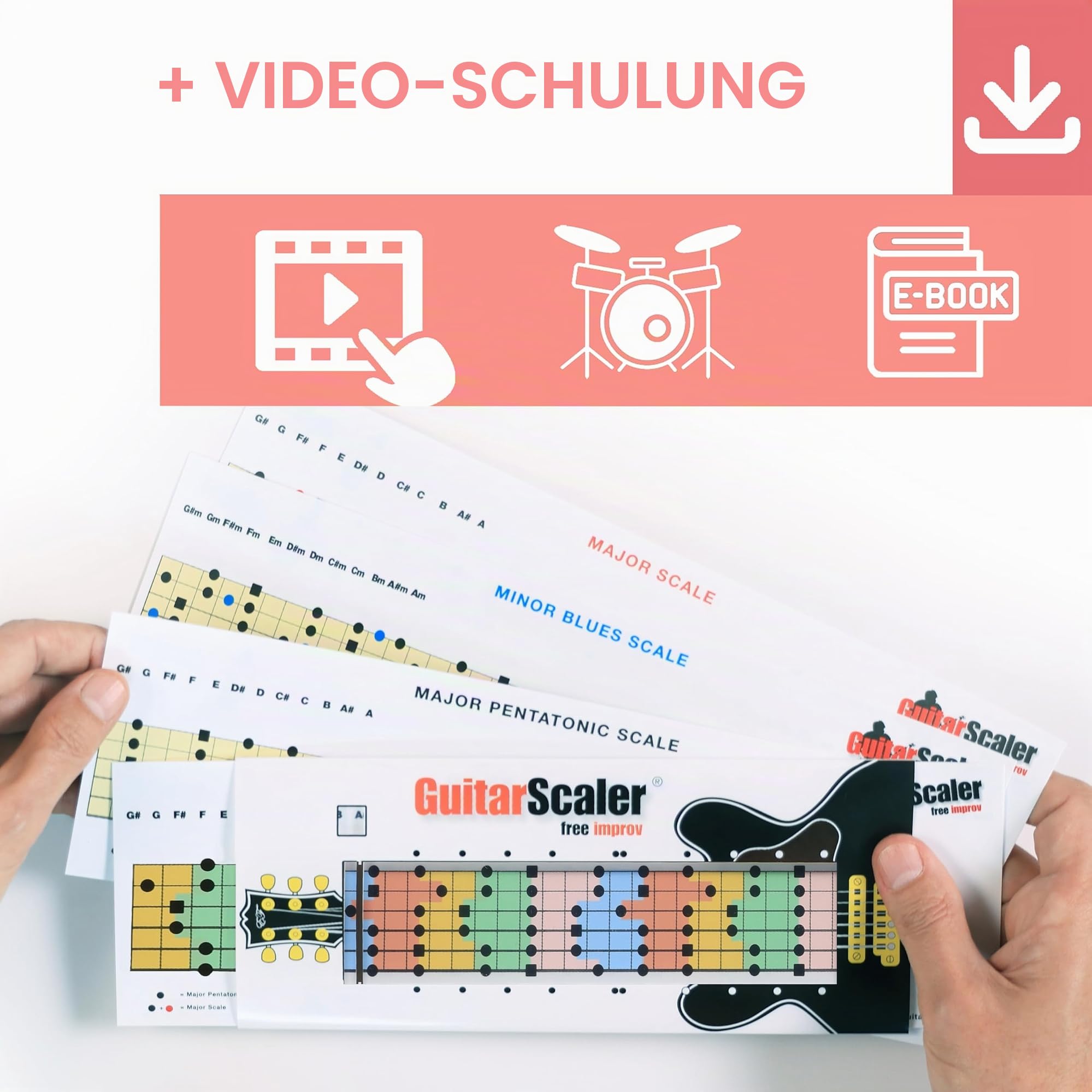 Schiebelehre zum einfachen Erlernen von Tonleitern auf der Gitarre – Komplette Methode zum Notenlesen