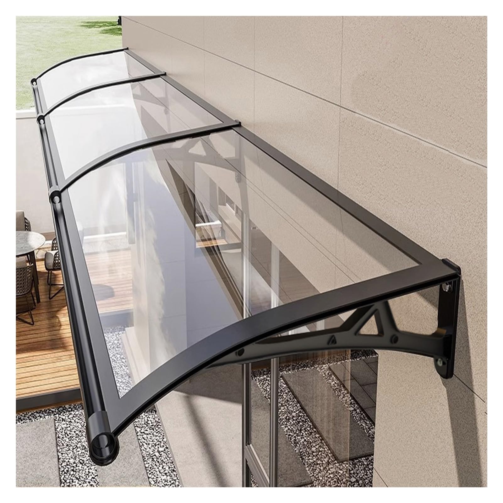 LWJSOCP Outdoor Canopy Awning for Doors & Balconies Rain Snow & Sun Protection Clear 80x60cm (31.5x23.62in) Weather Shield Easy Installation