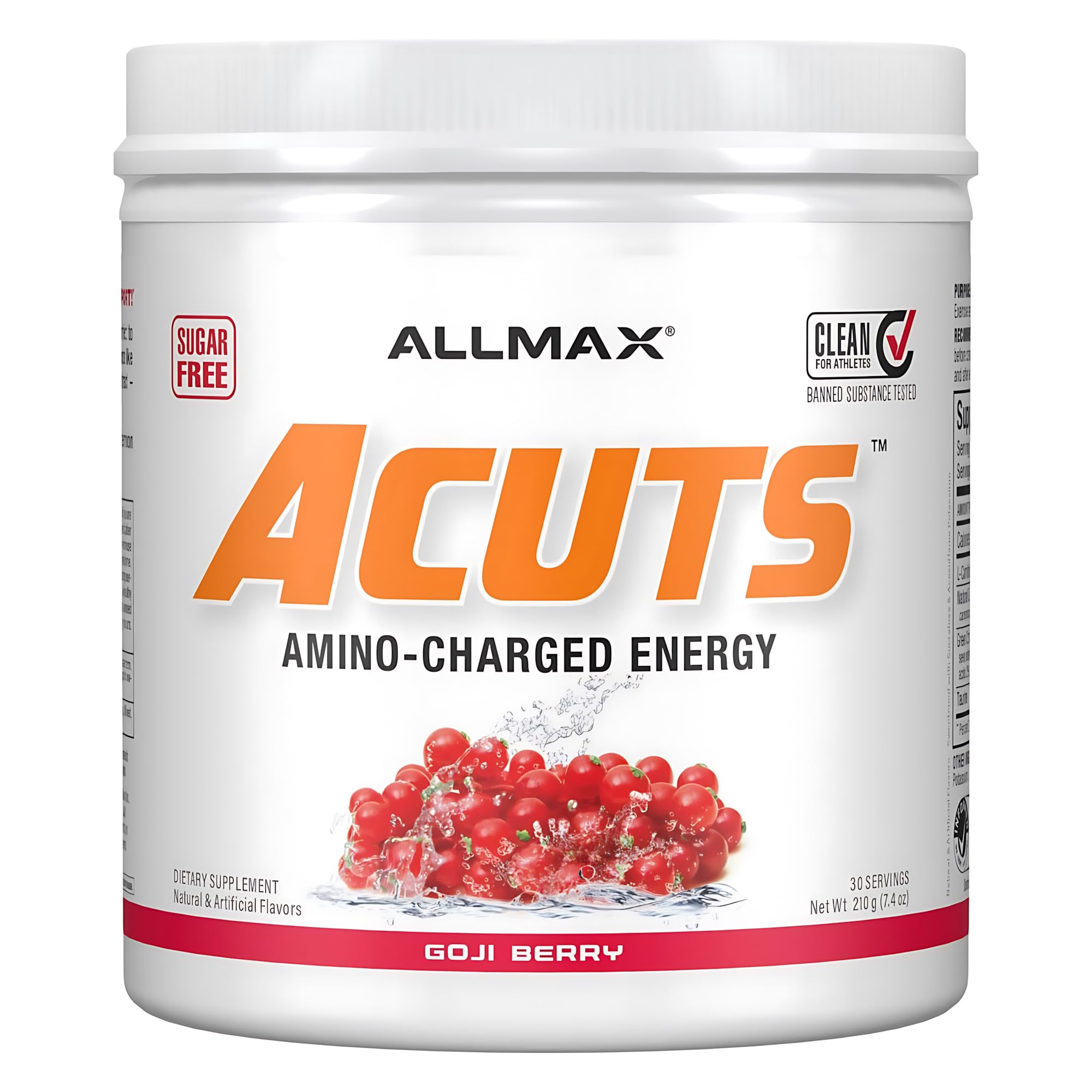 AMINOCUTS (ACUTS), Amino-Charged Energy Drink with Taurine, L-Carnitine, Green Coffee Bean Extract, Goji Berry Martini, 210 g - 30 Servings