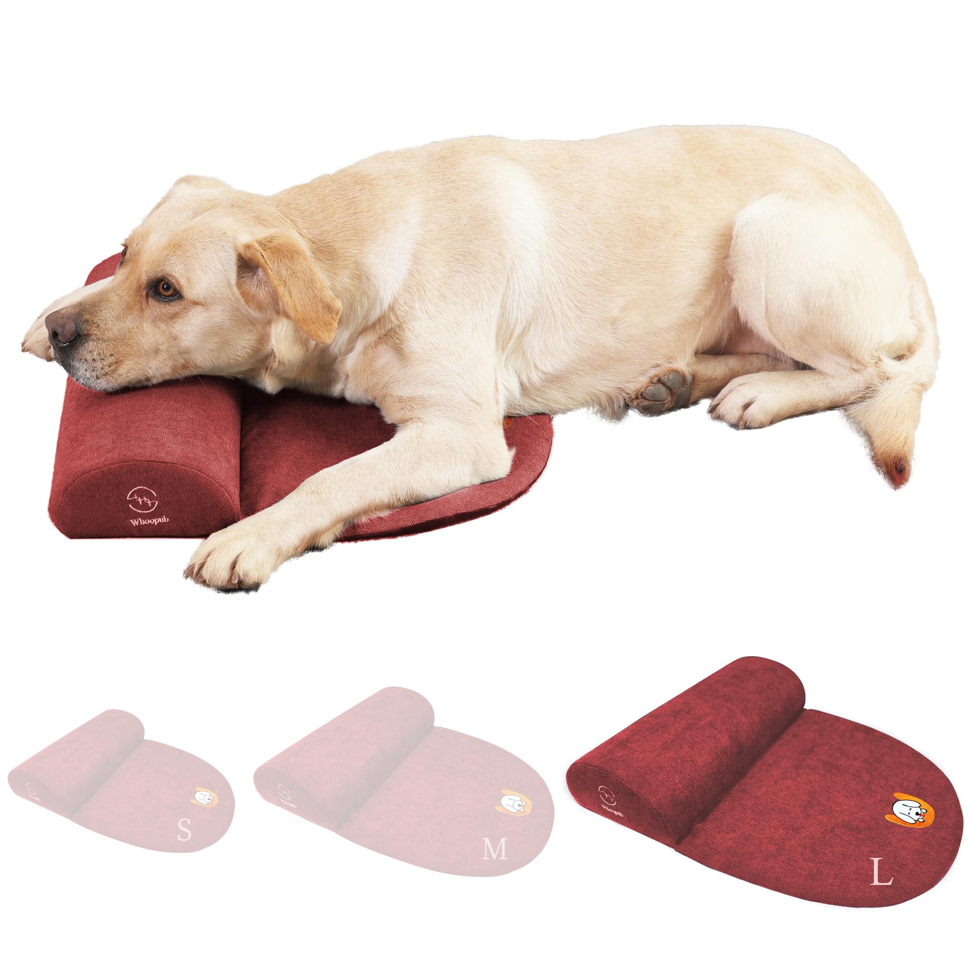 Whoopub Dog Bolster Pillow for Large Dogs, Benefit for Cervical Vertebra and Neck, Easy to Carry When Traveling, with High Resilience Foam, Machine
