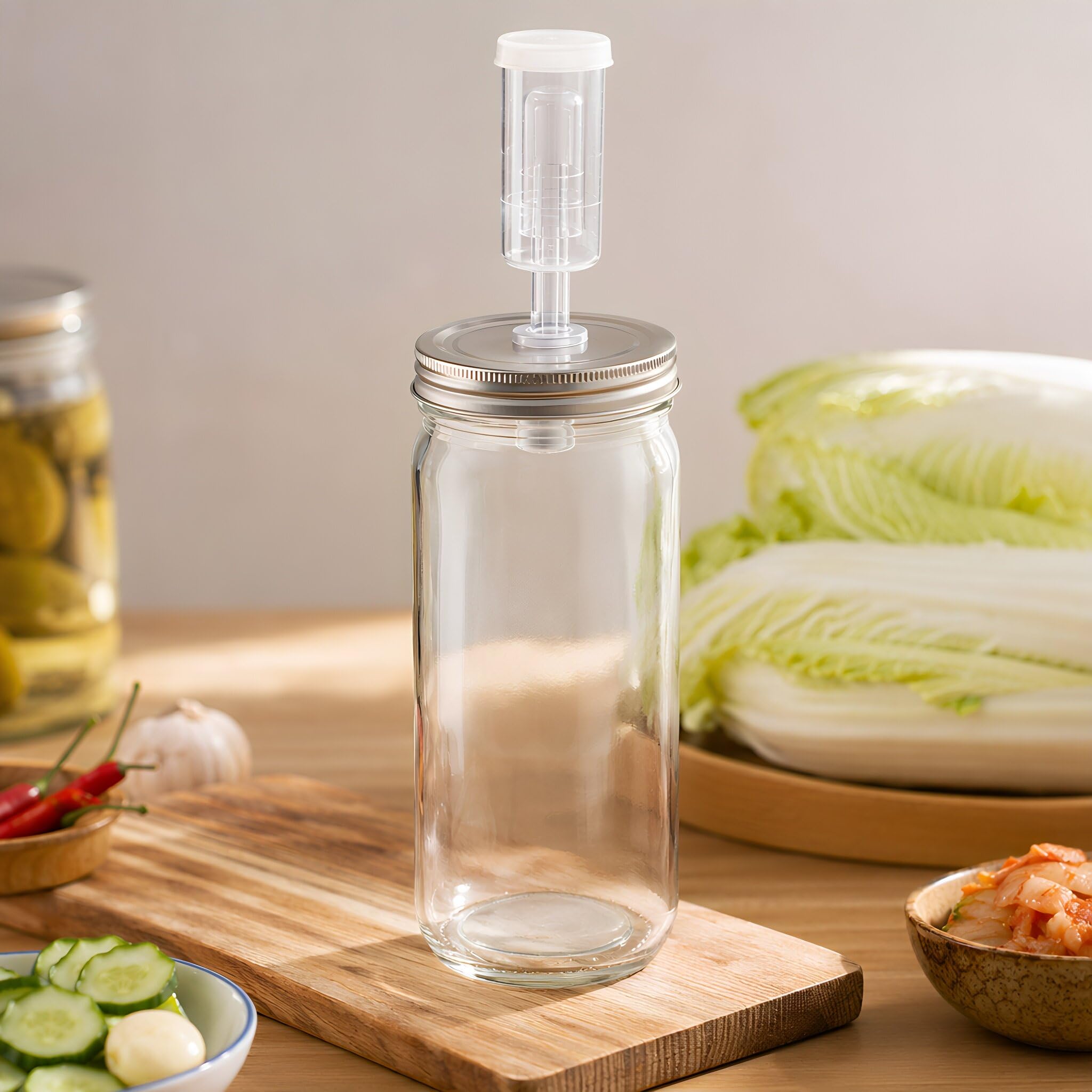 ibasenice Barattolo di fermentazione da 710 ml: Barattolo di Vetro per Ferm | Contenitore per sottaceti a bocca larga, coperchi ermetici, barattoli in vetro resistente per la fermentazione casalinga fai-