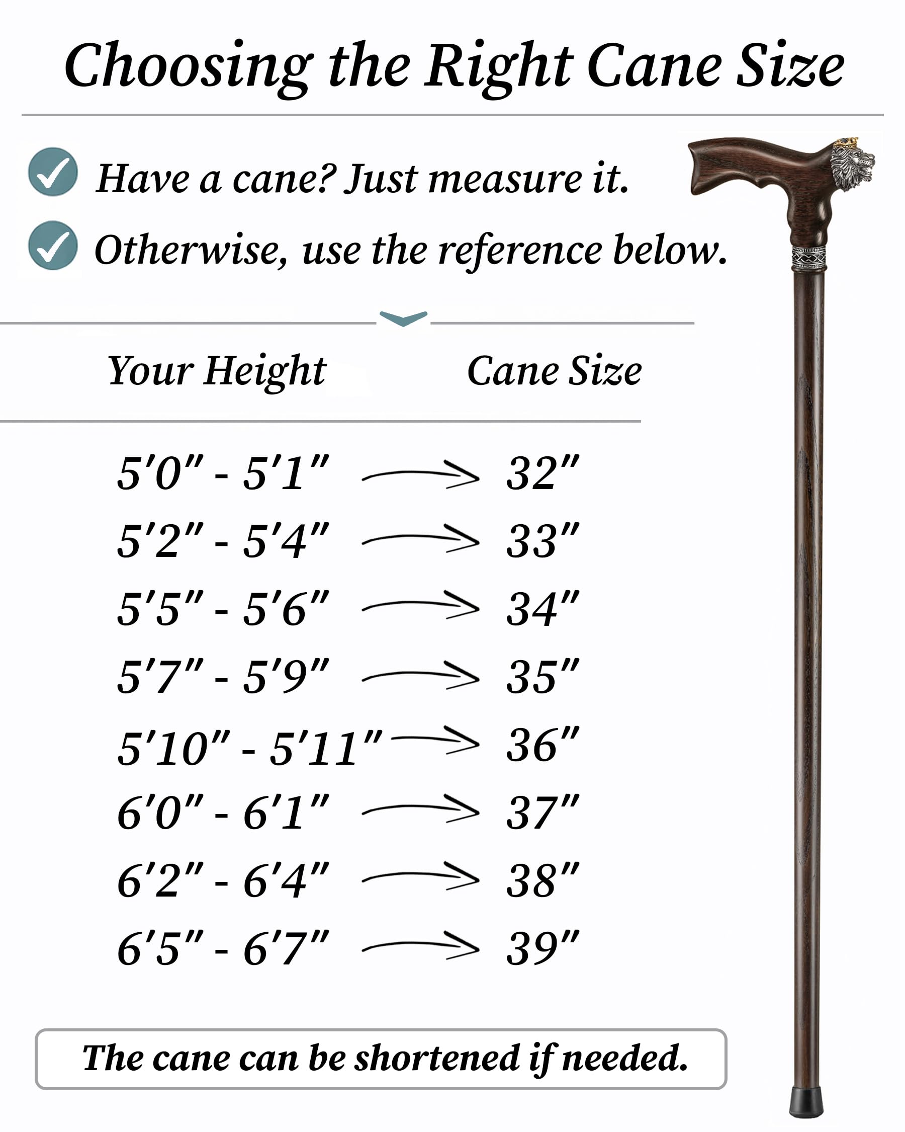 Asterom Walking Cane - Handmade Lion Canes for Men & Women - Wooden, Stylish, Cool Walking Sticks for Men, Seniors