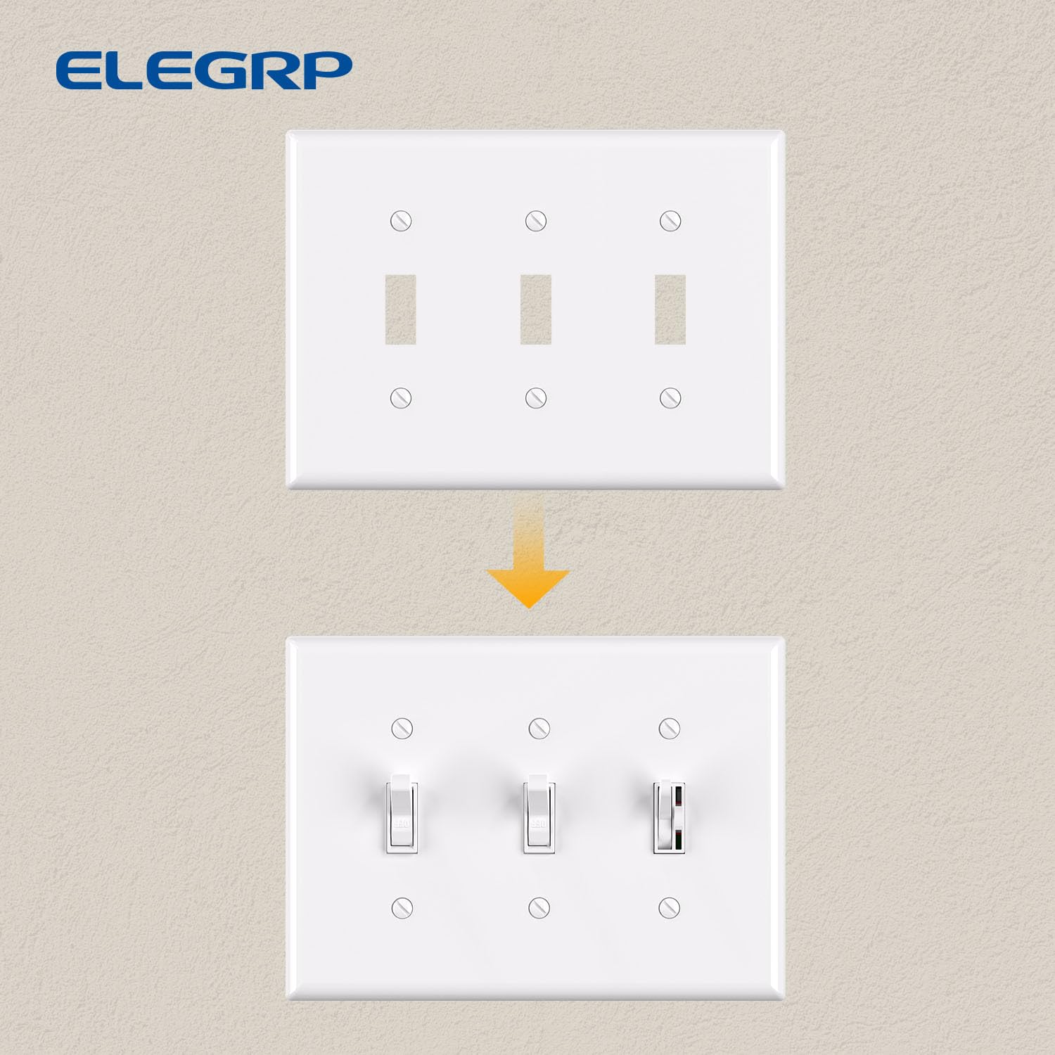 Glossy White Toggle Switch Plates - 2 Pack -5