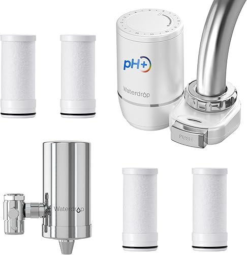Filtro de agua alcalino Waterdrop para grifo de fregadero, filtro de agua de acero inoxidable para grifo de fregadero, purificador de agua