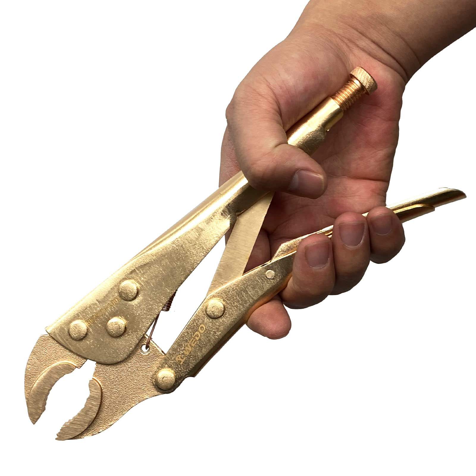 WEDO Pinze di bloccaggio senza scintilla, pinze di bloccaggio a ganascia curva con tagliafilo, bronzo di alluminio, standard DIN, certificato BAM e FM, 9 pollici, 10* 40mm