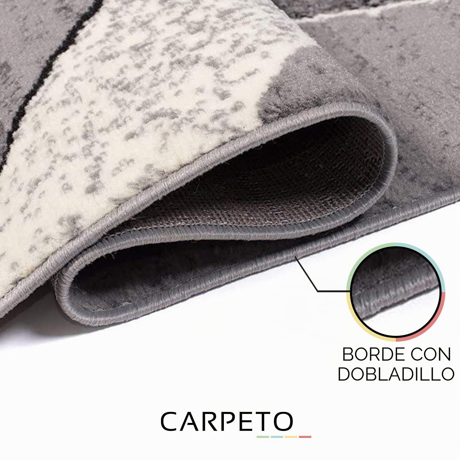 Carpeto Alfombra Salón 80x150cm Antracita Gris Geométrico Retro Años 90
