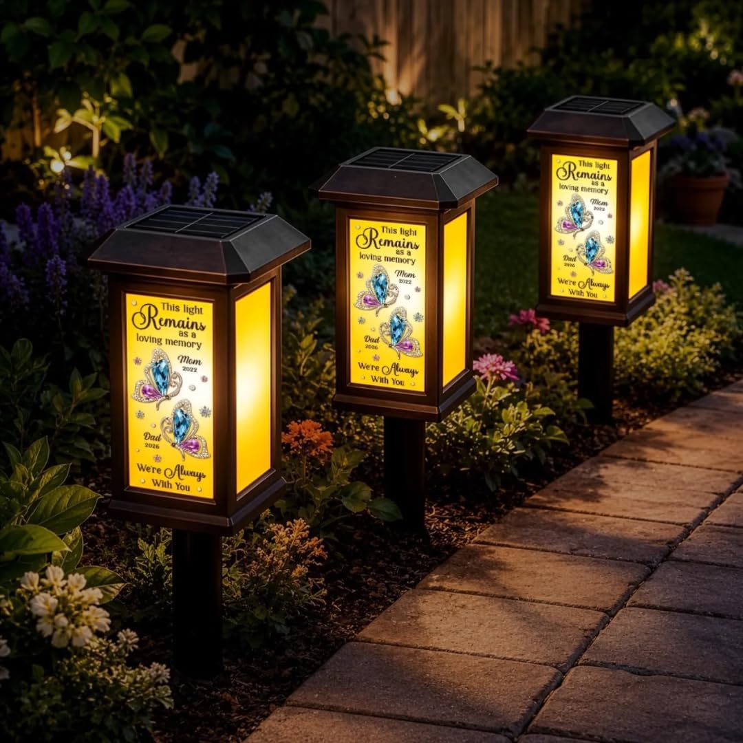 Forever Remembered Forever Loved - Custom Solar Garden Light - Personalized Memorial Sympathy Gifts for Loss of Mom, Dad, This Light Remains As A Loving Memory Cardinal Butterfly Solar Light (2) image 4