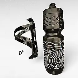 Kit Hidratação Bike - Garrafa/Caramanhola/Squeeze 750ml Pullo Com Suporte De Nylon Isapa E Parafusos - Preta