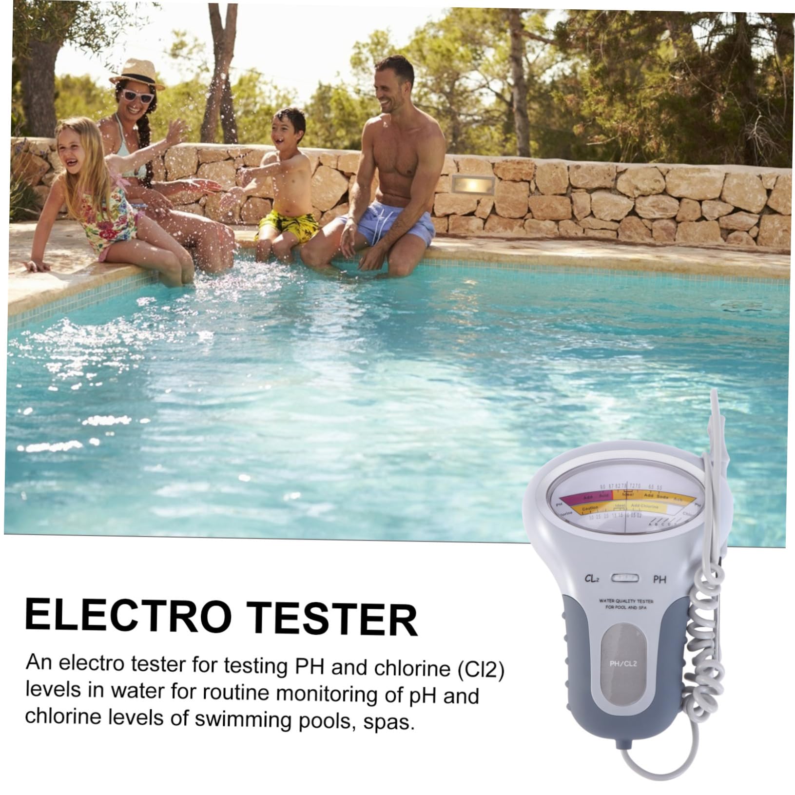 Medidor de Ph Digital para Piscina y Spa, Plástico Blanco