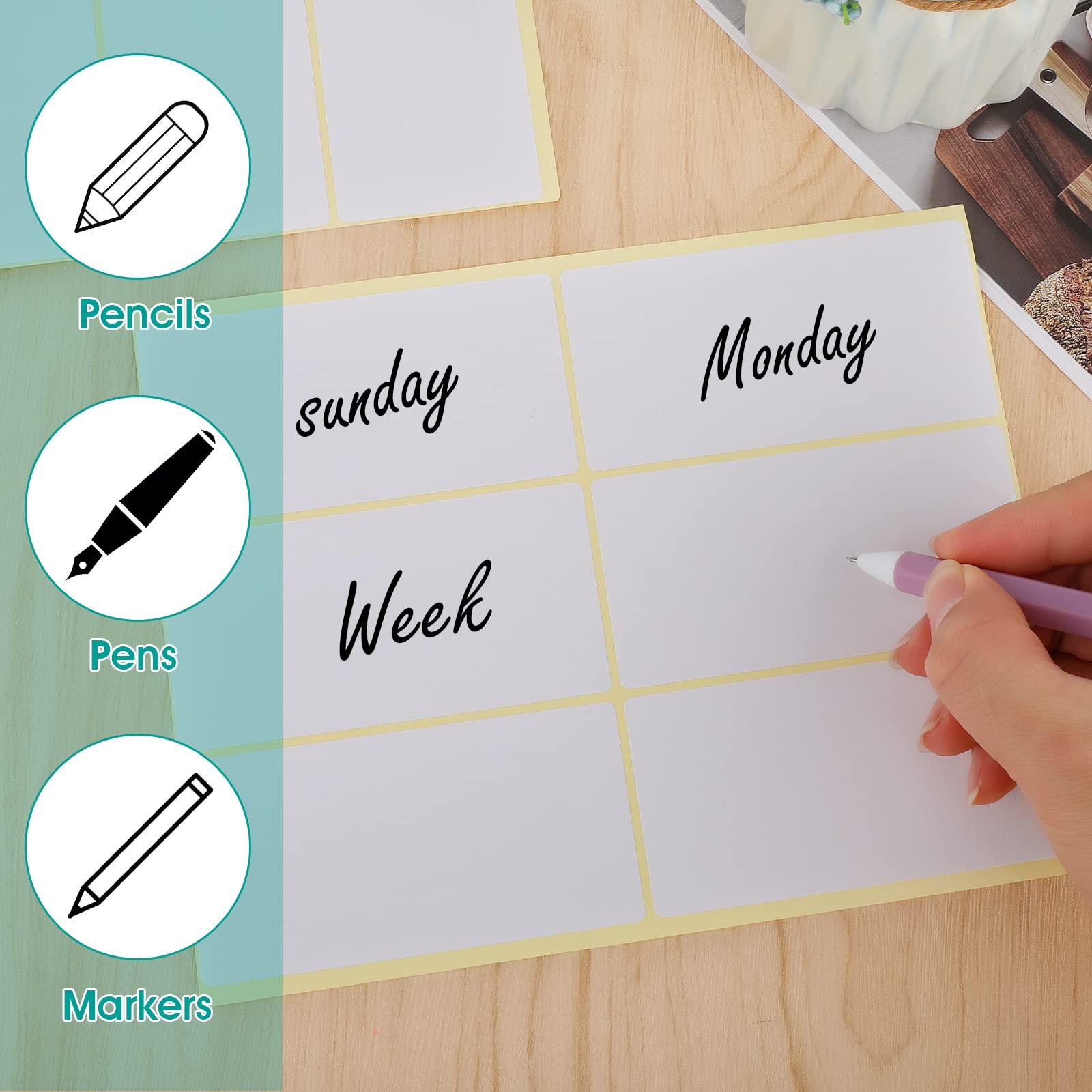 Grevosea Pack Of 840 White Label Stickers Self-Adhesive Labels Sticky Rectangular Address Labels Stickers Blank Labels Stickers For File Folder Envelopes Office And Home (15 Sheets - View #13