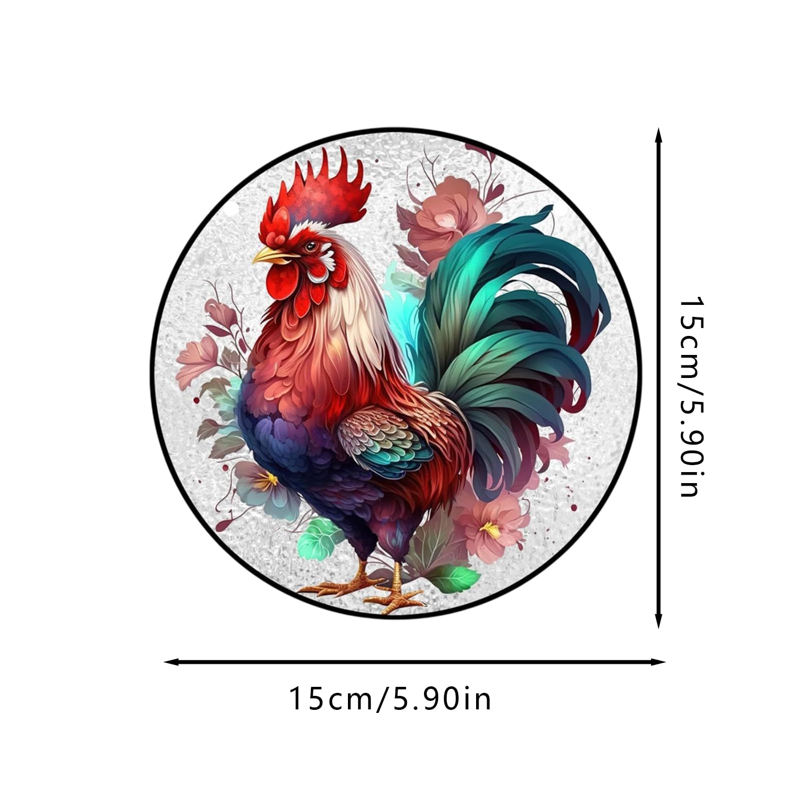 Rooster Acrylic Window Hanging,Chicken Colorful Ornament,Stained Two-Sided Panel Hangings Decoration,Stained Acrylic Panels for Garden,Window, Home and Patio Decor