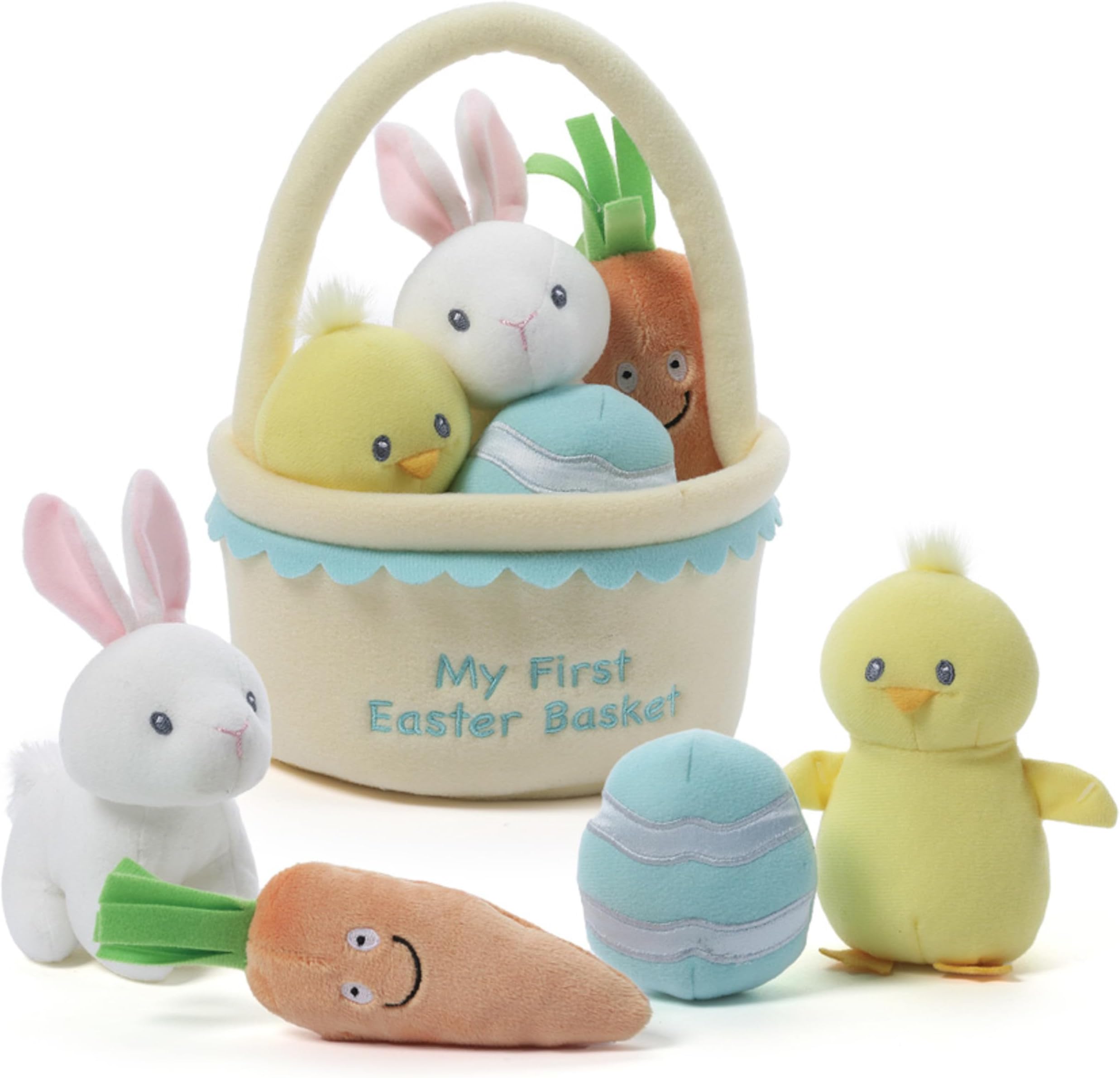 GUND Baby My First Easter Basket Playset Stuffed Plush, 5 pieces