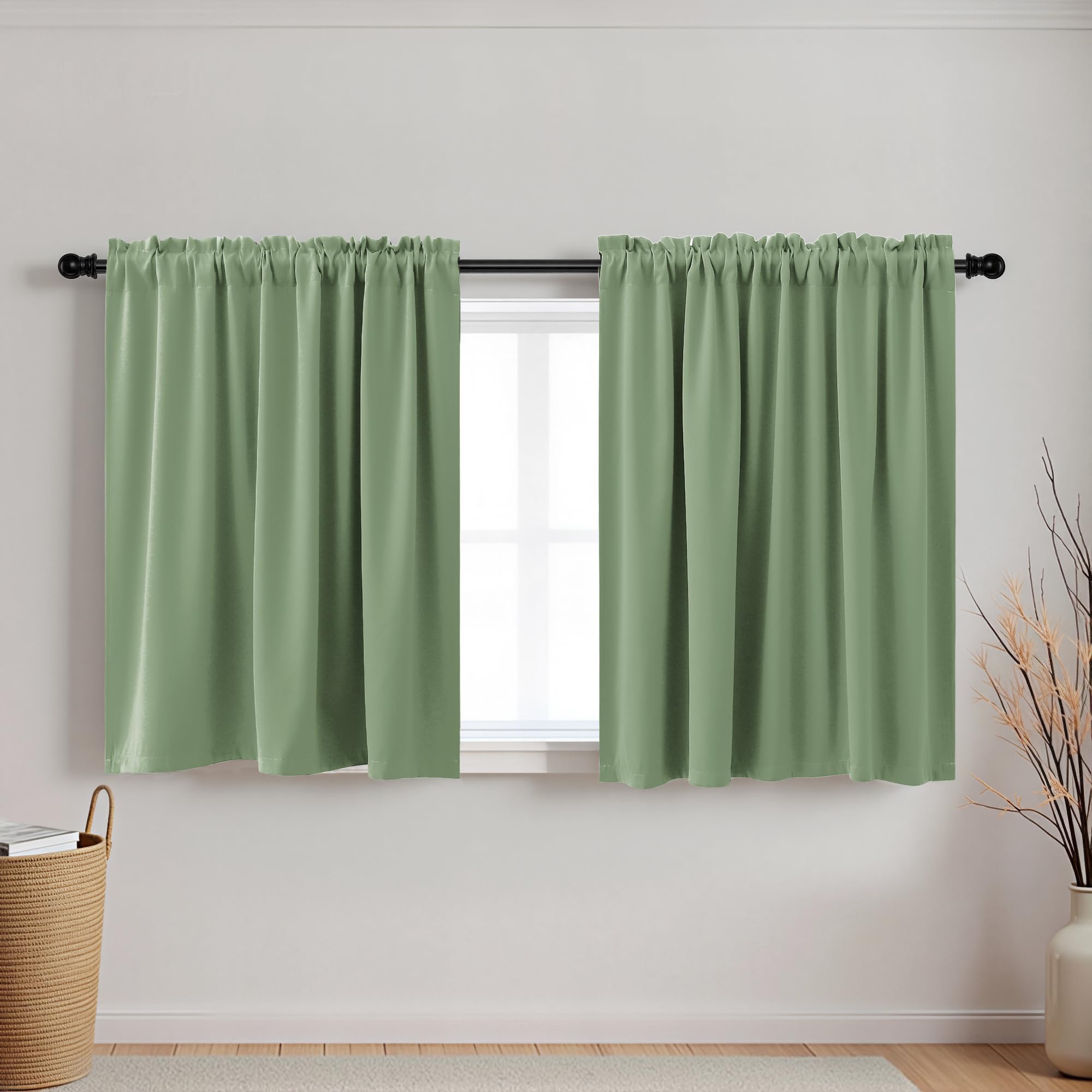 Amazon.com: KOUFALL Sage Green Curtains 20 Inch Length for