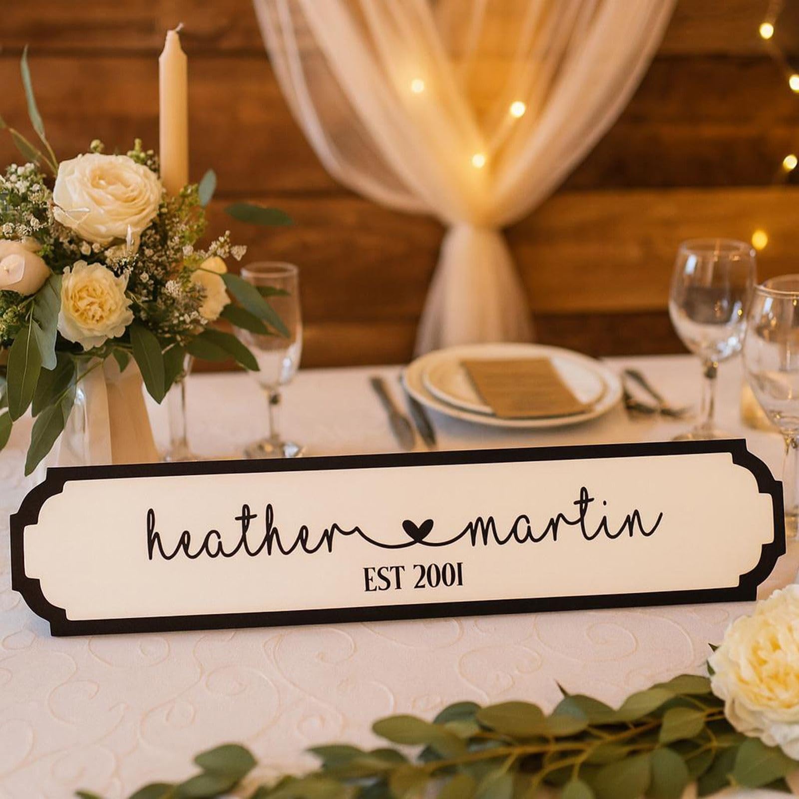 Custom Wedding Directional Sign, Personalised Name Plaque, Ideal Newlywed Gift, Elegant Event Decor