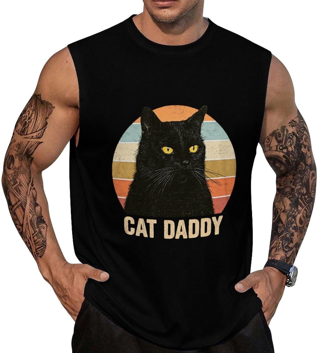 Cat Daddy Men Summer Sleeveless Crew Neck Top 5XL