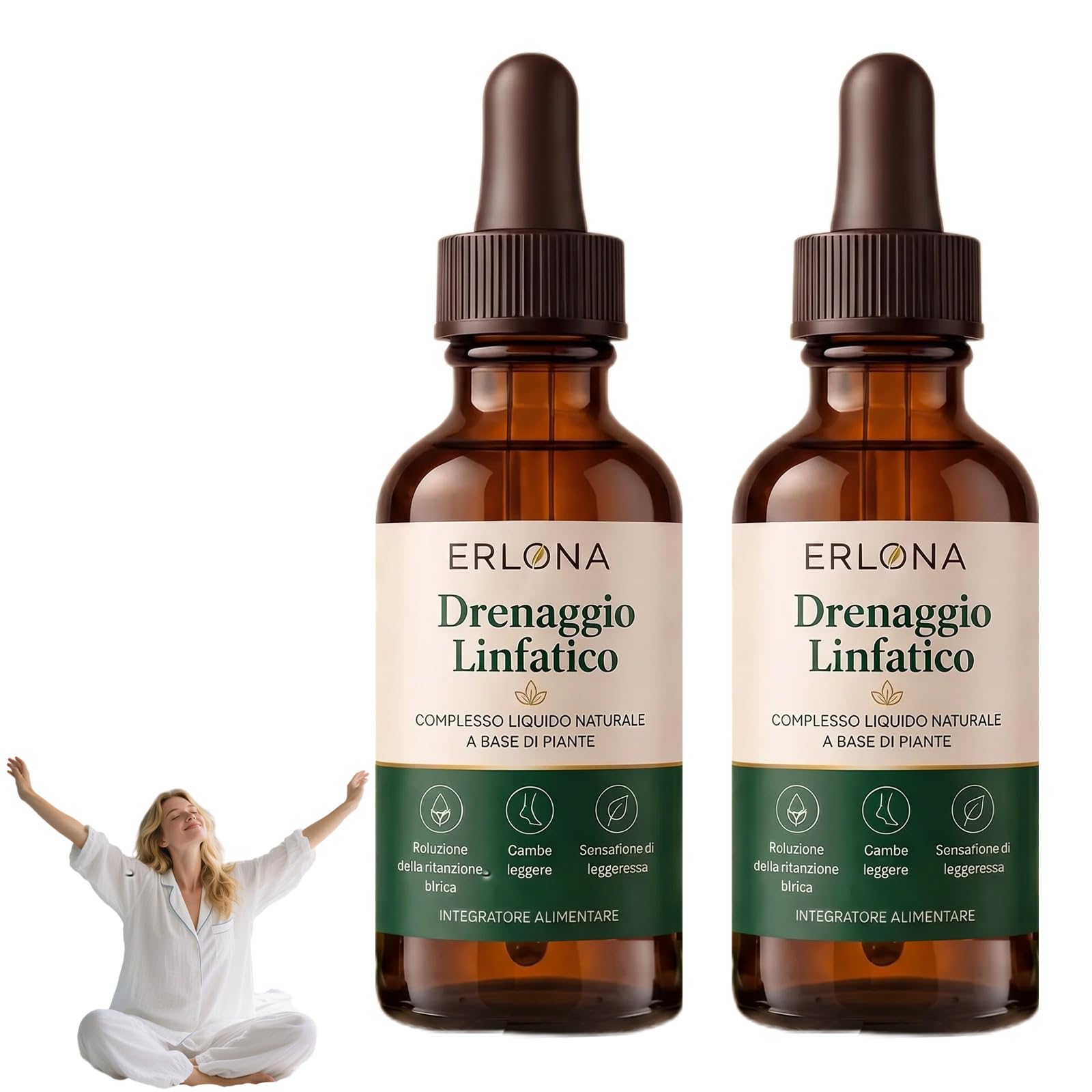 Erlona drenaggio linfatico Gocce, Gocce di Benessere peril Drenante Linfatico, Formula Erboristica Naturale, Adatte per Donne e Uomini (2)