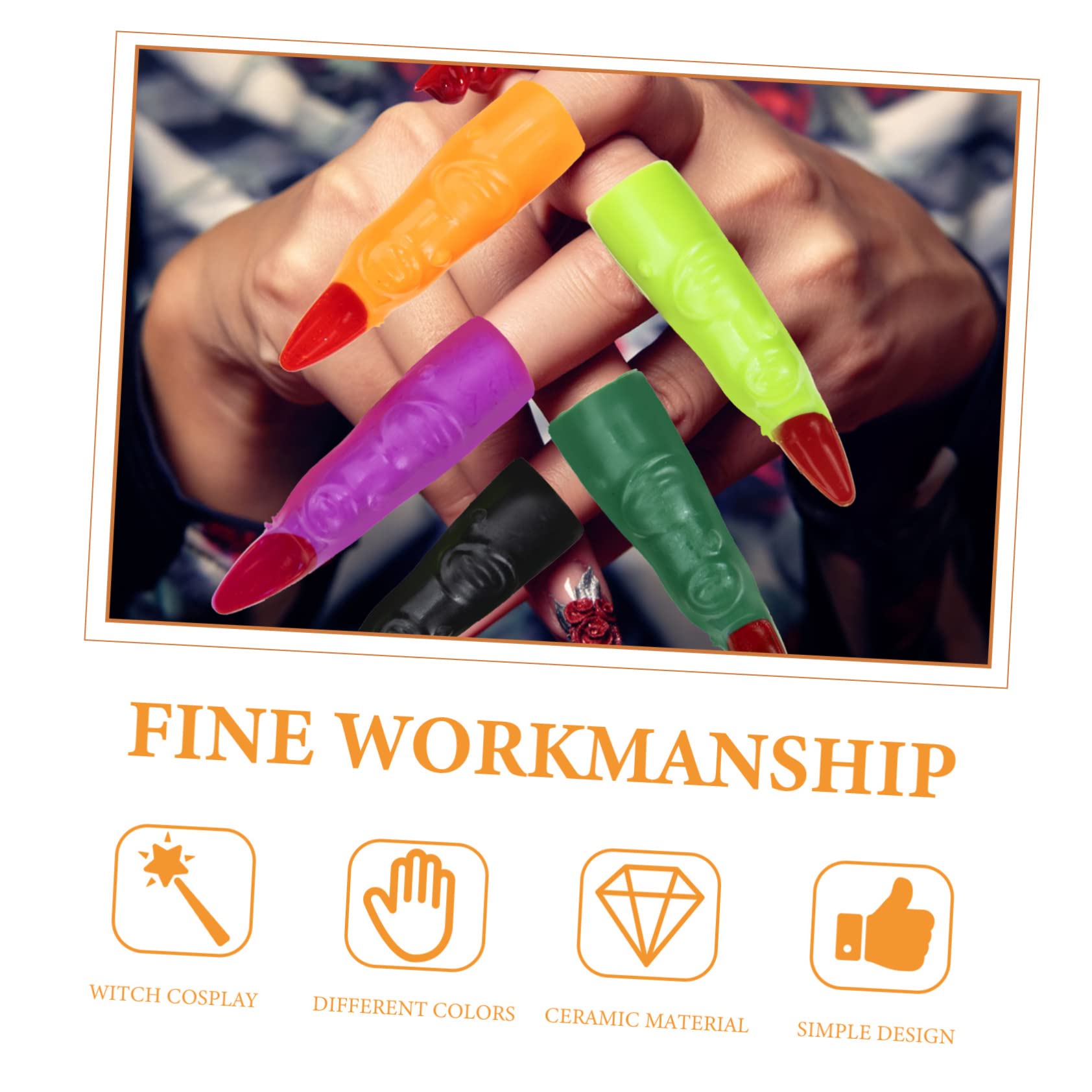 Abaodam 2sets Nails Mini Hands Prank Witch Fingers Gloves DIY Fake Fingers Halloween Decorations 40pcs*2