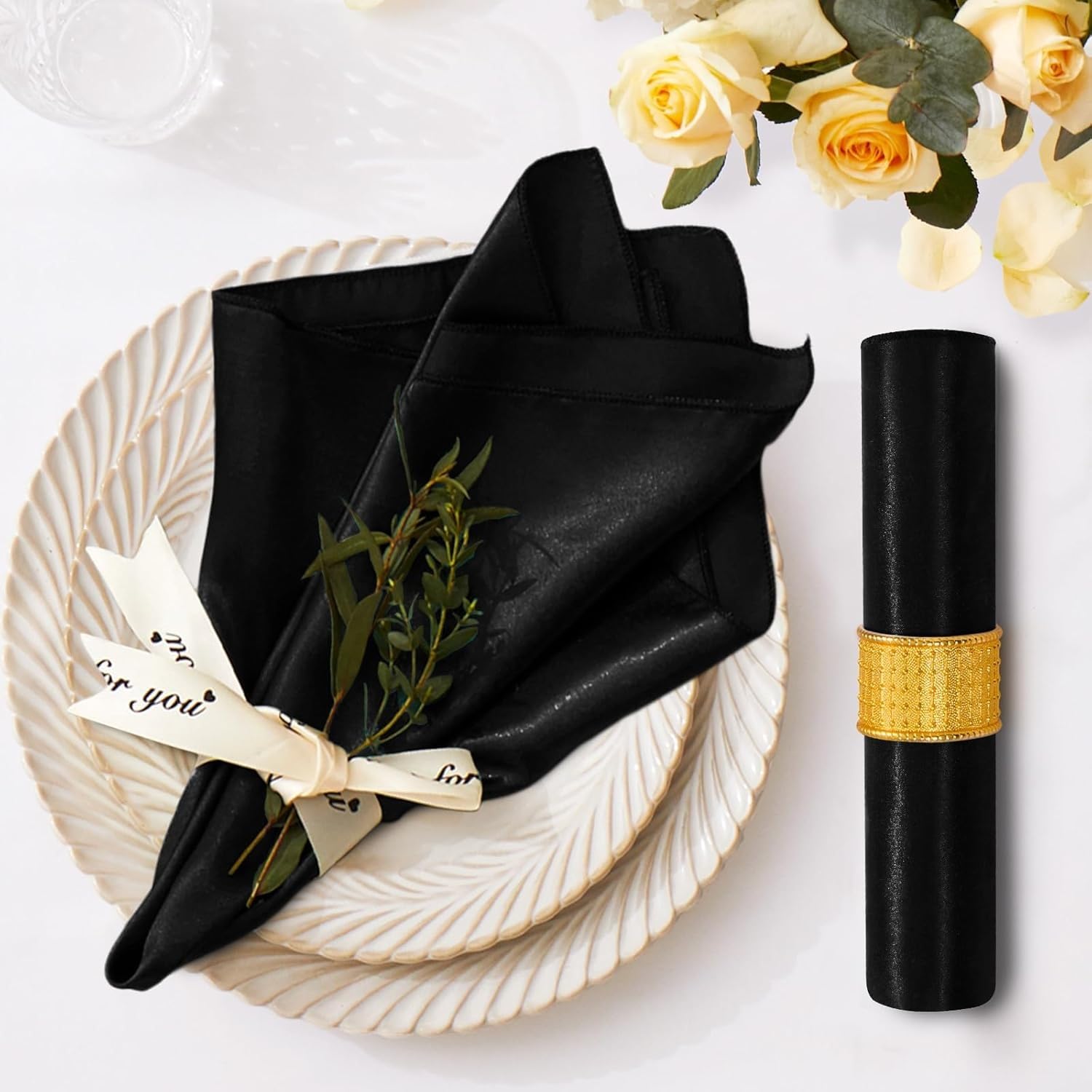 cloth napkins, 12PCS,30x30cm Soft Table Napkin For New Year Christmas Decor Party Dinner Wedding(Black)