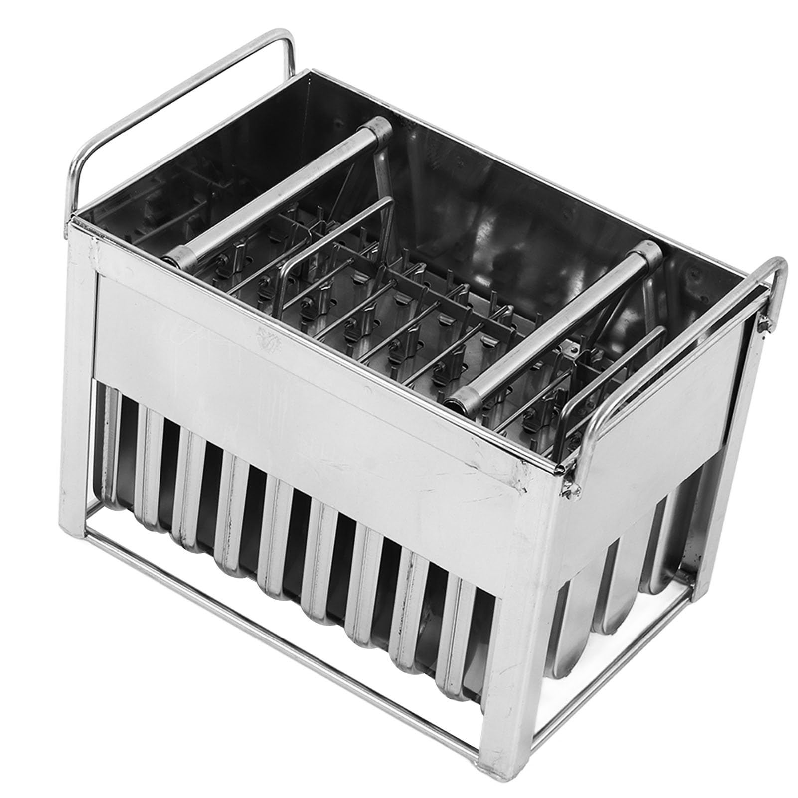 Eiswürfelbereiter aus Edelstahl, Eis Am Stiel-Set mit 40 Mulden für DIY-Sommerdesserts, mit Glatter Formstruktur, Eiswürfelbereiter aus Edelstahl