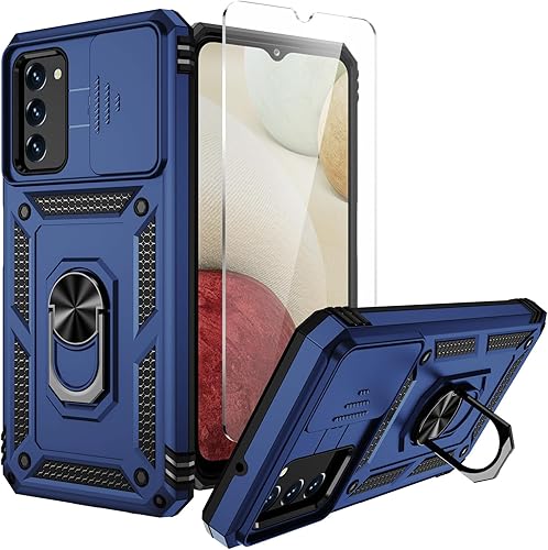 for Galaxy A03S Phone Case,Slide Camera Cover HD Screen ProtectorMilitary Grade Shockproof Ring Holder Kickstand Protective for Samsung Galaxy A03S