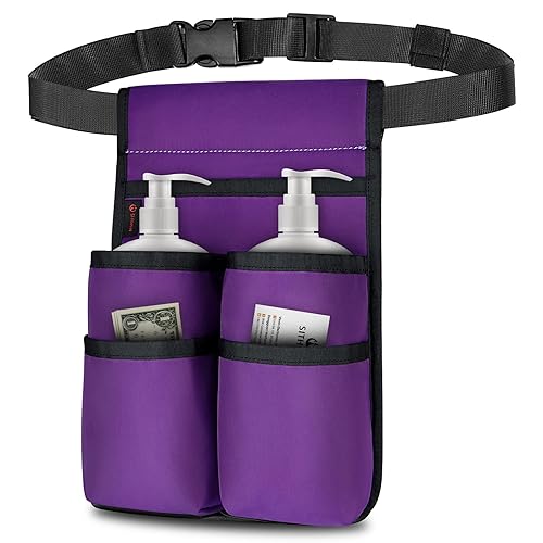 SITHON Bolsa para botella de masaje, funda profesional para terapeuta de masaje para 2 botellas, organizador de cintura de aceite para loción de