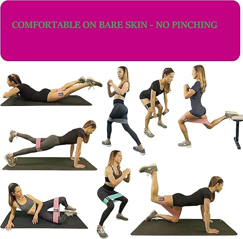 Miniatura 2 de Juego de bandas de resistencia de tela para mujeres y hombres, bandas de entrenamiento antideslizantes con 3 niveles de resistencia, bandas de