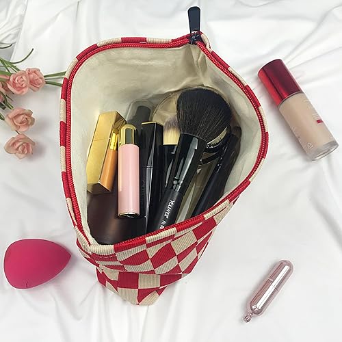 Miniatura 3 de Bolsa de maquillaje para mujeres, bolsa de cosméticos de pana con diseño estético, bolsa de mano para damas, estuche para lápices para niñas, lindo