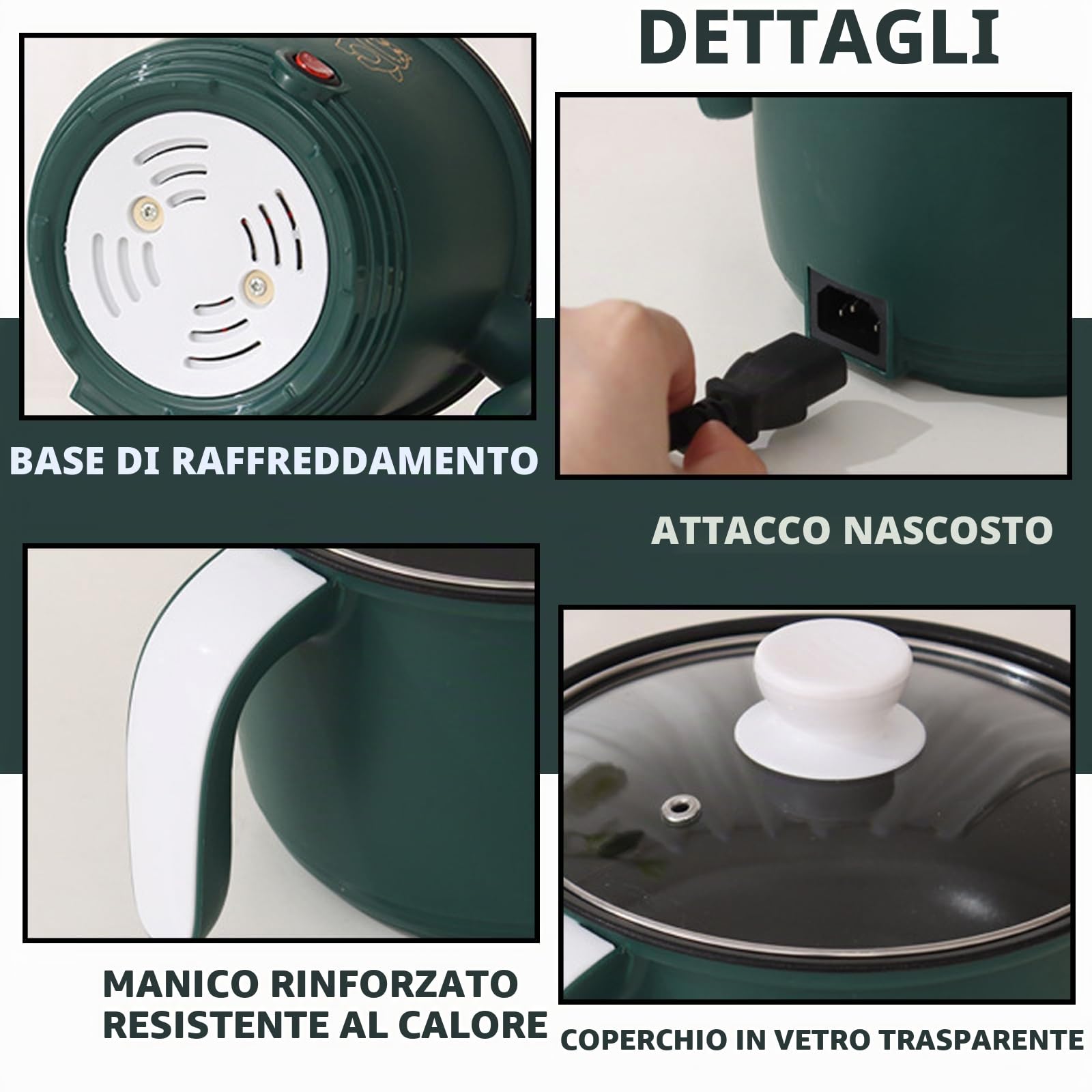 Padella elettrica, Mini elettrica calda pot, 1,8 litri elettrico caldo pot, portatile antiaderente multicooker, portatile veloce, pentola elettrica per casa ufficio sonno+vapore