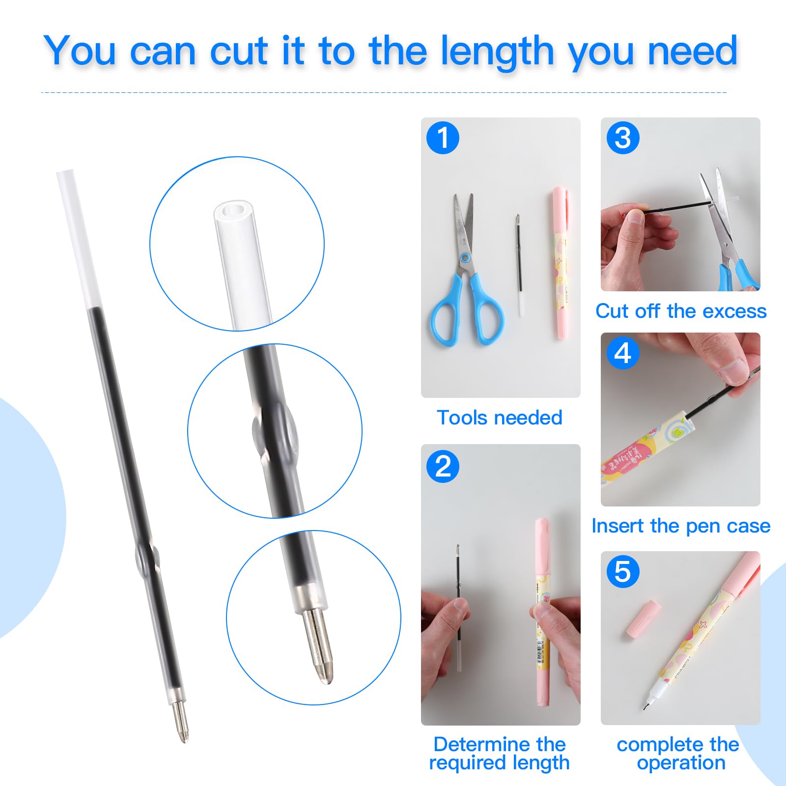 60 Ricariche Per Penna A Sfera | Blu E Nero | Tratto 1.0mm | Lunghezza 98mm | Per Ufficio E Scuola - Foto 4