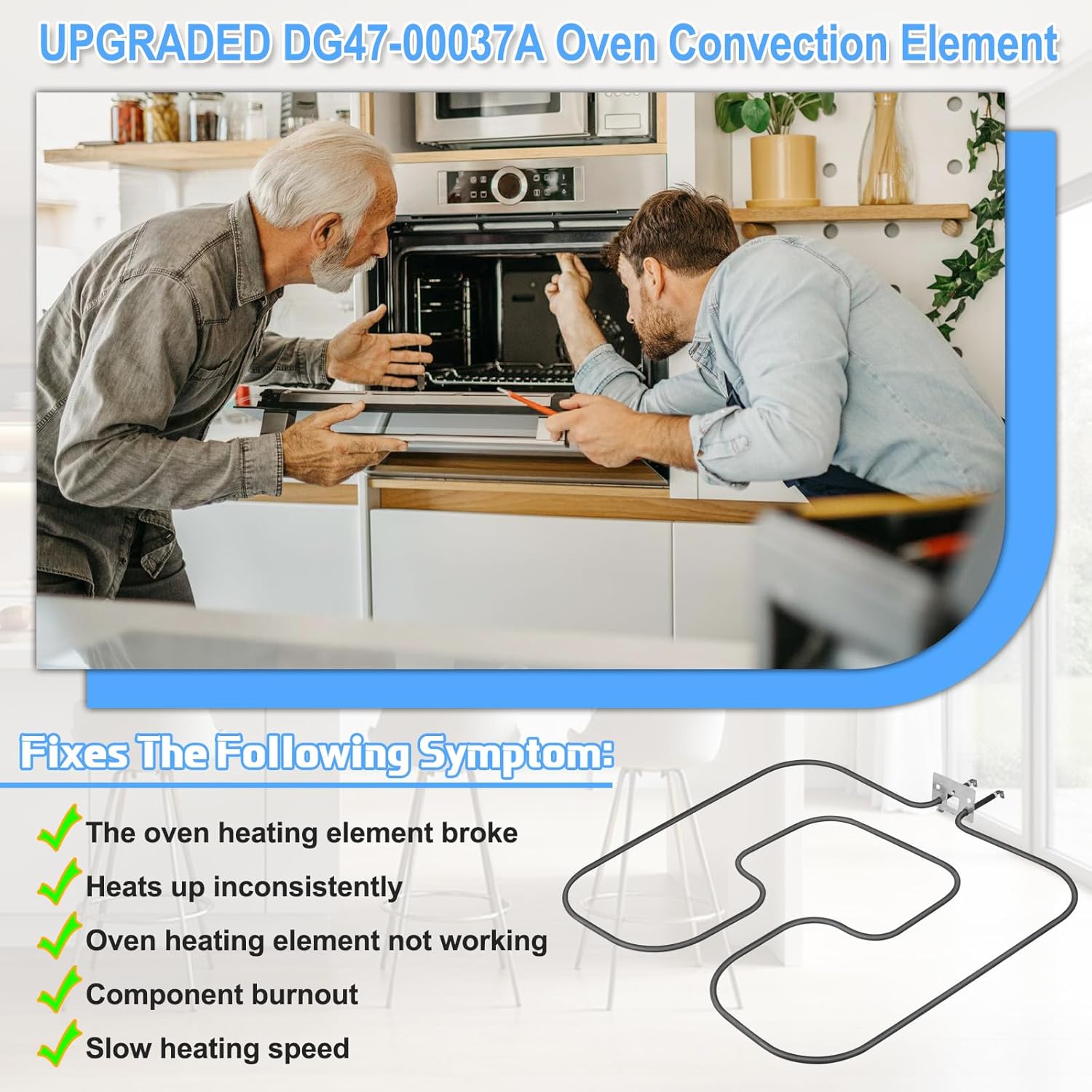 UPGRADED DG47-00037A Range Broil Element Compatible with Samsung Electric Freestanding Range Parts,DG47-00037A Oven Baking Element Replacement AP4342874 2087536 PS4240835 Oven Heating Elements