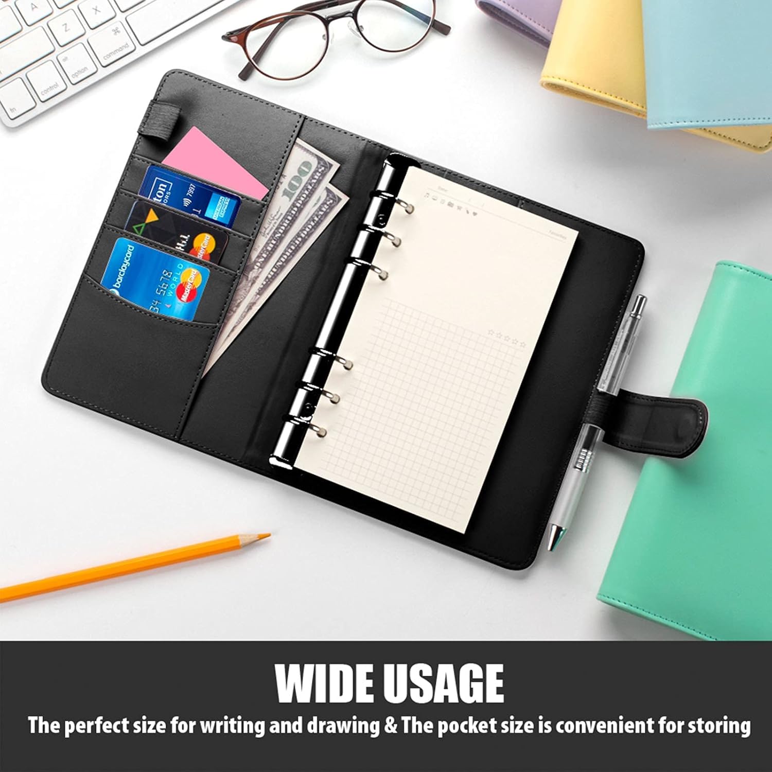 Cartella Budget A6 Con Zip - 8 Tasche E 12 Fogli - PVC Colorato - Organizzatore Finanze - Foto 12